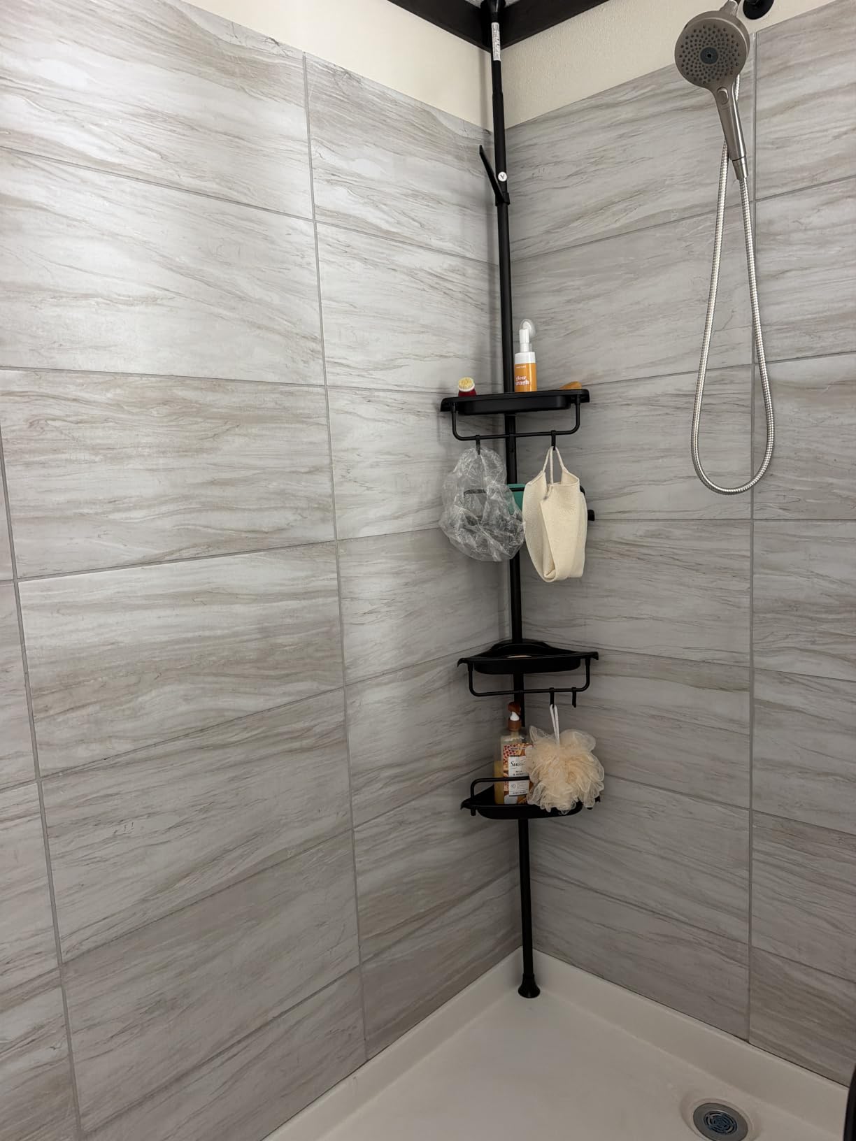 Corner Shower Caddy Tension Pole for Shampoo Holder, Stainless Steel Rod customer photo 2