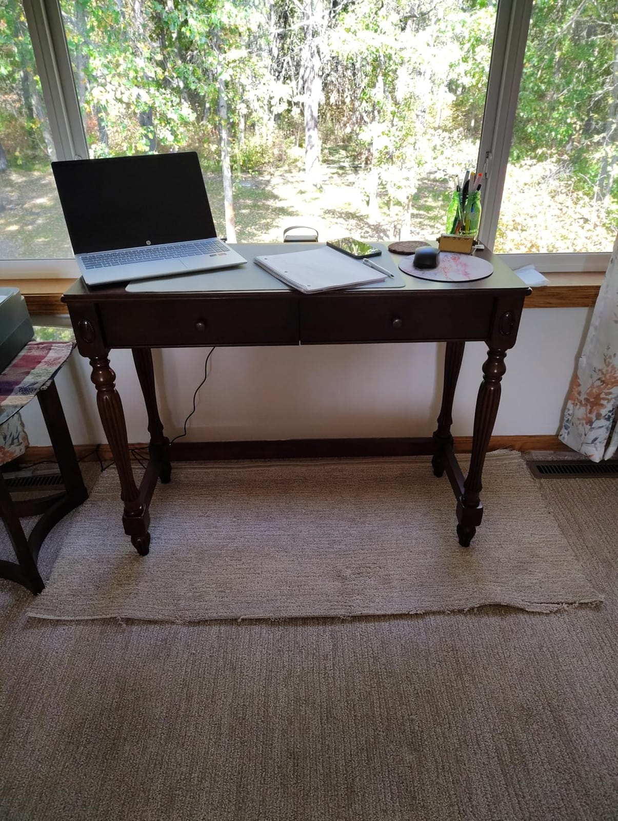 LEEMTORIG Vintage Solid Wood Writing Desk with Drawers, 46