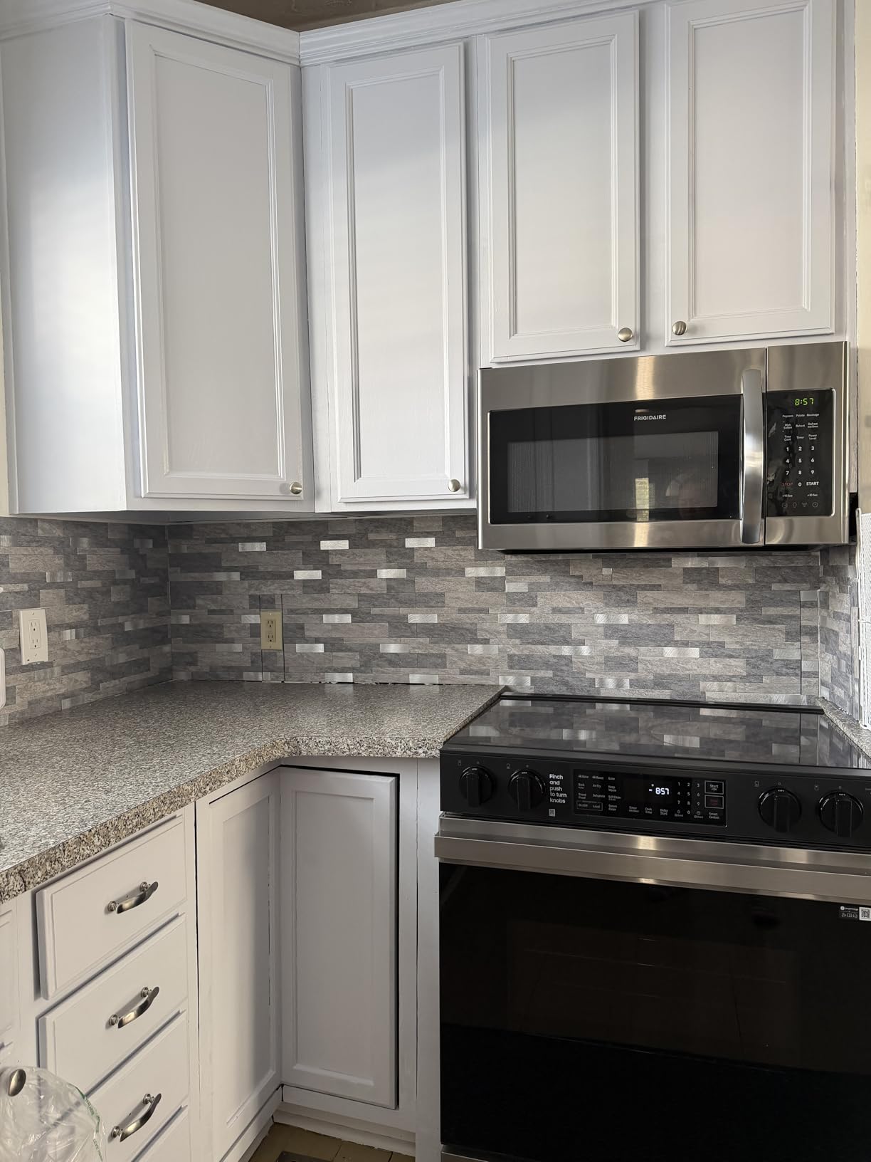 VAOVI Peel and Stick Tile Stone Backsplash for Kitchen Wall(10pcs,Gray) customer photo 2