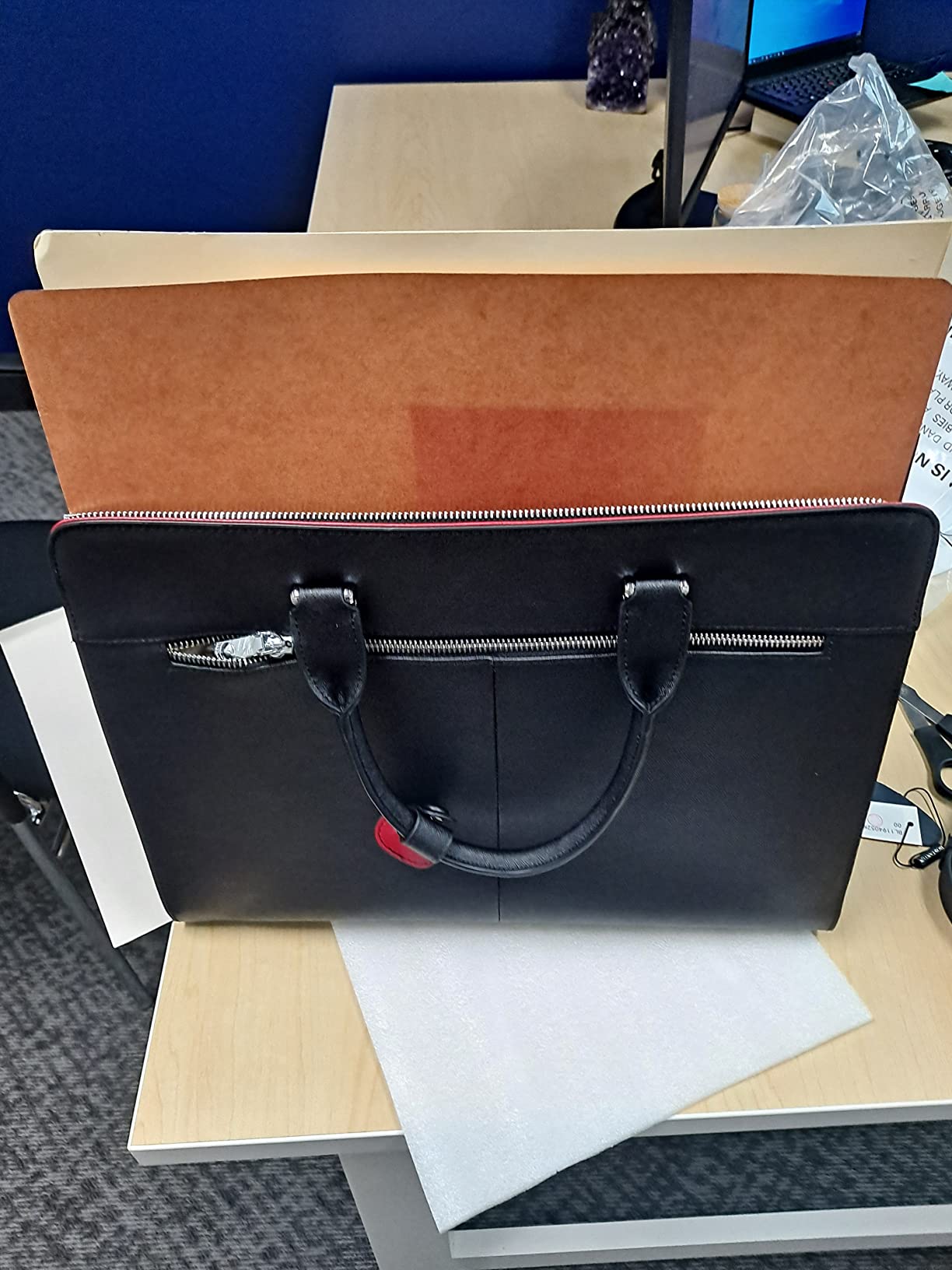 BOSTANTEN Leather Laptop Briefcase for Women Shoulder Bag 15.6 Inch Business Computer Work Tote customer photo 2