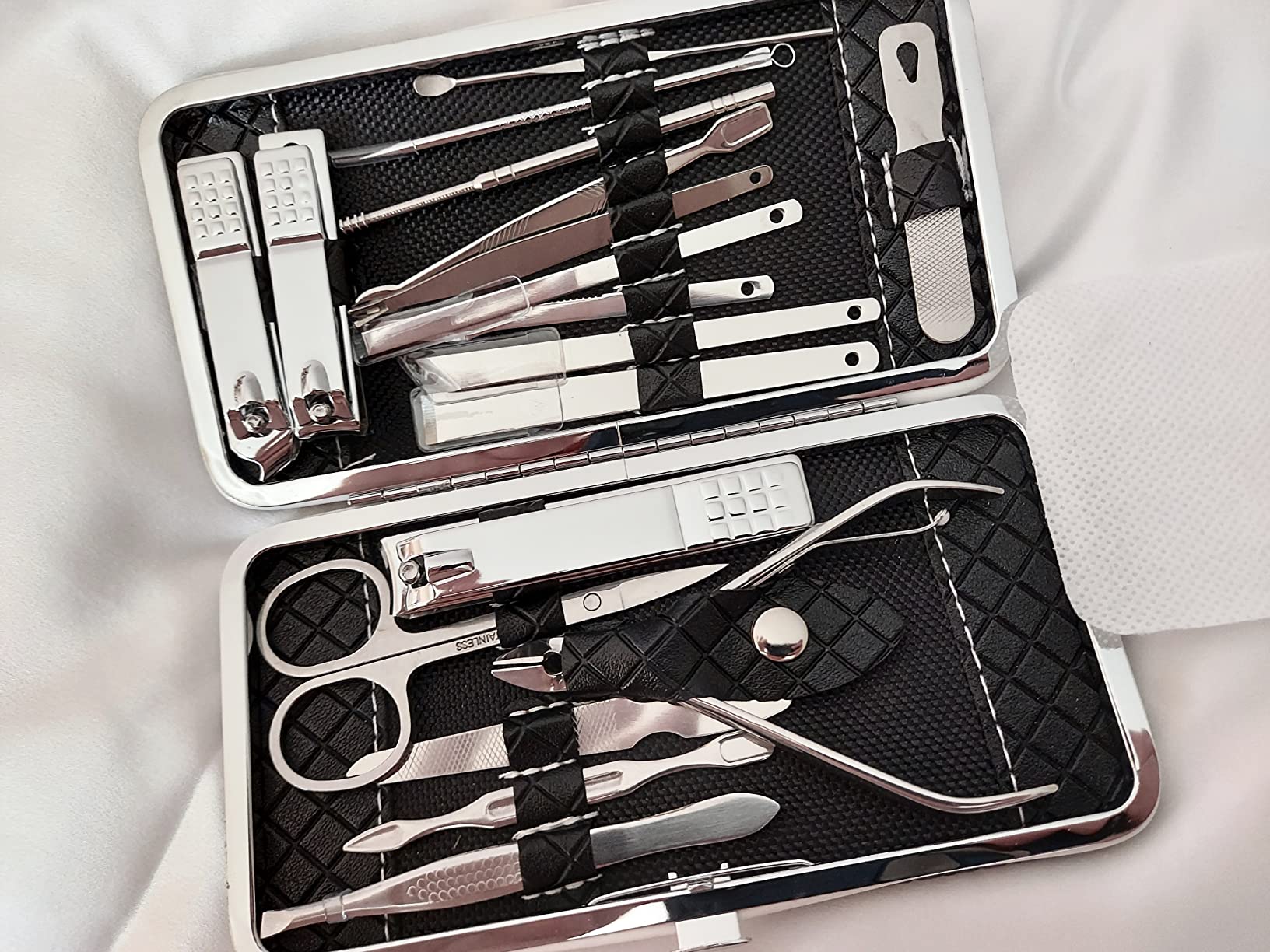 Teamkio 18pcs Manicure Set Pedicure Nail Clippers Set Travel Hygiene Kit Stainless Steel Professional Cutter Care Set Scissor Tweezers Knife Ear Pick Tools Grooming Kits with Leather Case customer photo 2