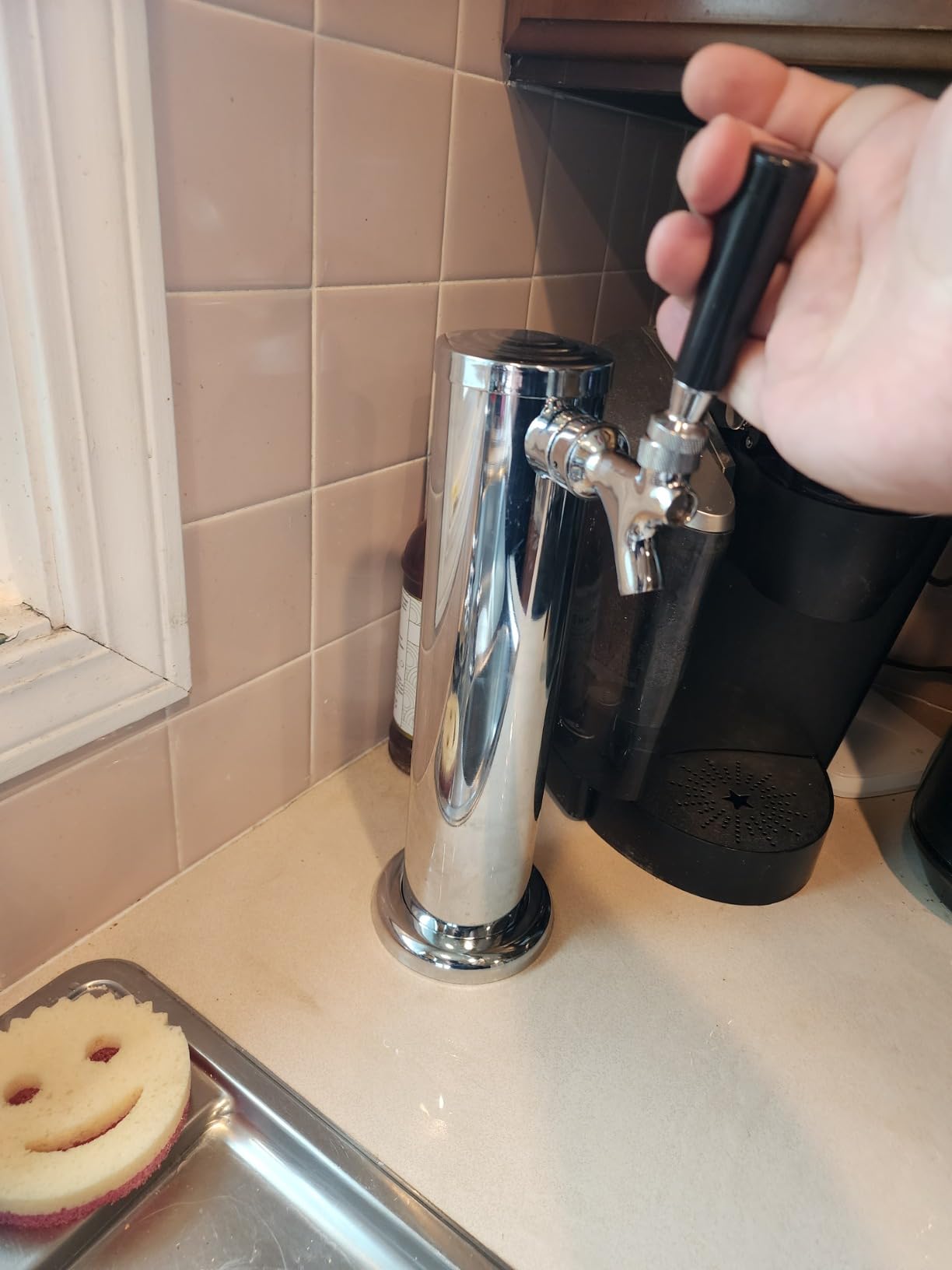 MRbrew Single Tap Draft Beer Tower, Support Countertop and Kegerator Installation, Stainless Core Beer Faucet Stainless Steel 3'' Flange Brewing Tower Dispenser Kit with Self-Closing Faucet Spring customer photo 1