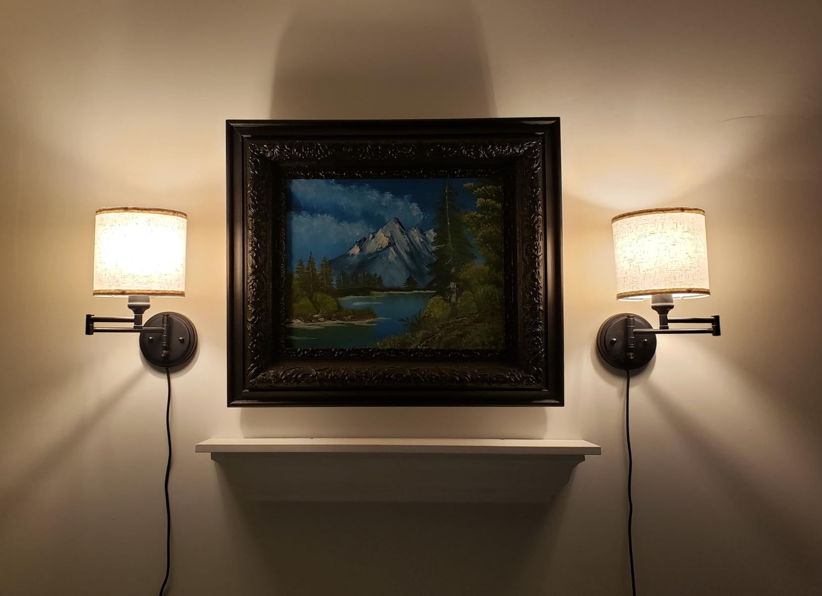 GOODATE ENCOMLI Dimmable Plug in Wall Sconces, Swing Arm Wall Lamp, Wall Sconces Set of Two, Plug in Wall Light, Sconces Wall Decor Set of 2, Linen Fabric Shade, 2pcs Bulbs Included customer photo 2