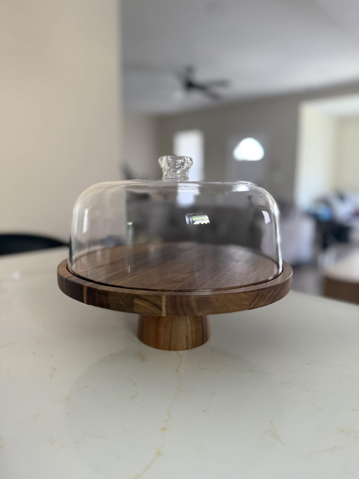 HOMESPHERE Wood Cake Stand with Lid, 2-in-1 Charcuterie Board, Round dome customer photo 1