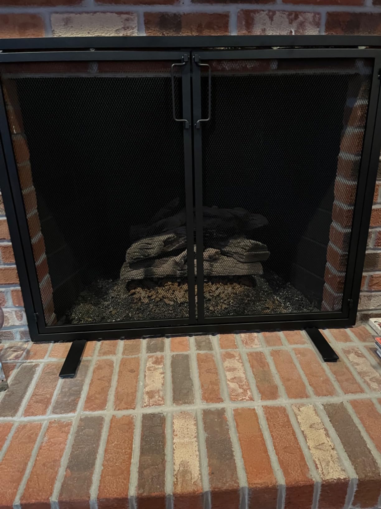 Best Choice Products 38.5x31in 2-Door Fireplace Screen, Handcrafted Wrought Iron Decorative Mesh Geometric Fire Spark Guard w/Magnetic Panels - Black customer photo 1