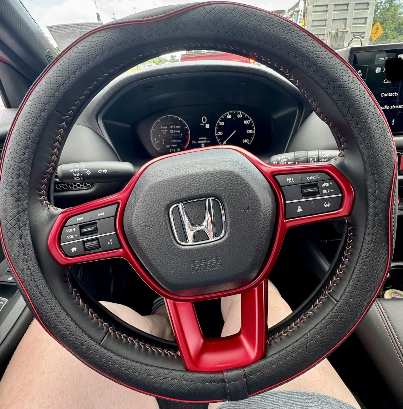 Car Steering Wheel Cover, Anti-Slip, Safety, Soft, Breathable, Heavy Duty, Thick, Full Surround, Sports Style (Black with Red line) customer photo 1