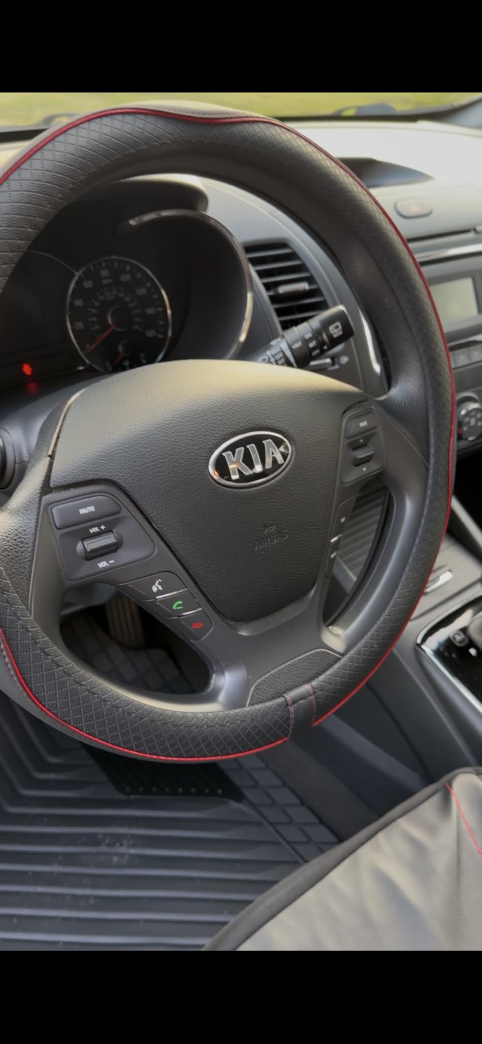 Car Steering Wheel Cover, Anti-Slip, Safety, Soft, Breathable, Heavy Duty, Thick, Full Surround, Sports Style (Black with Red line) customer photo 2