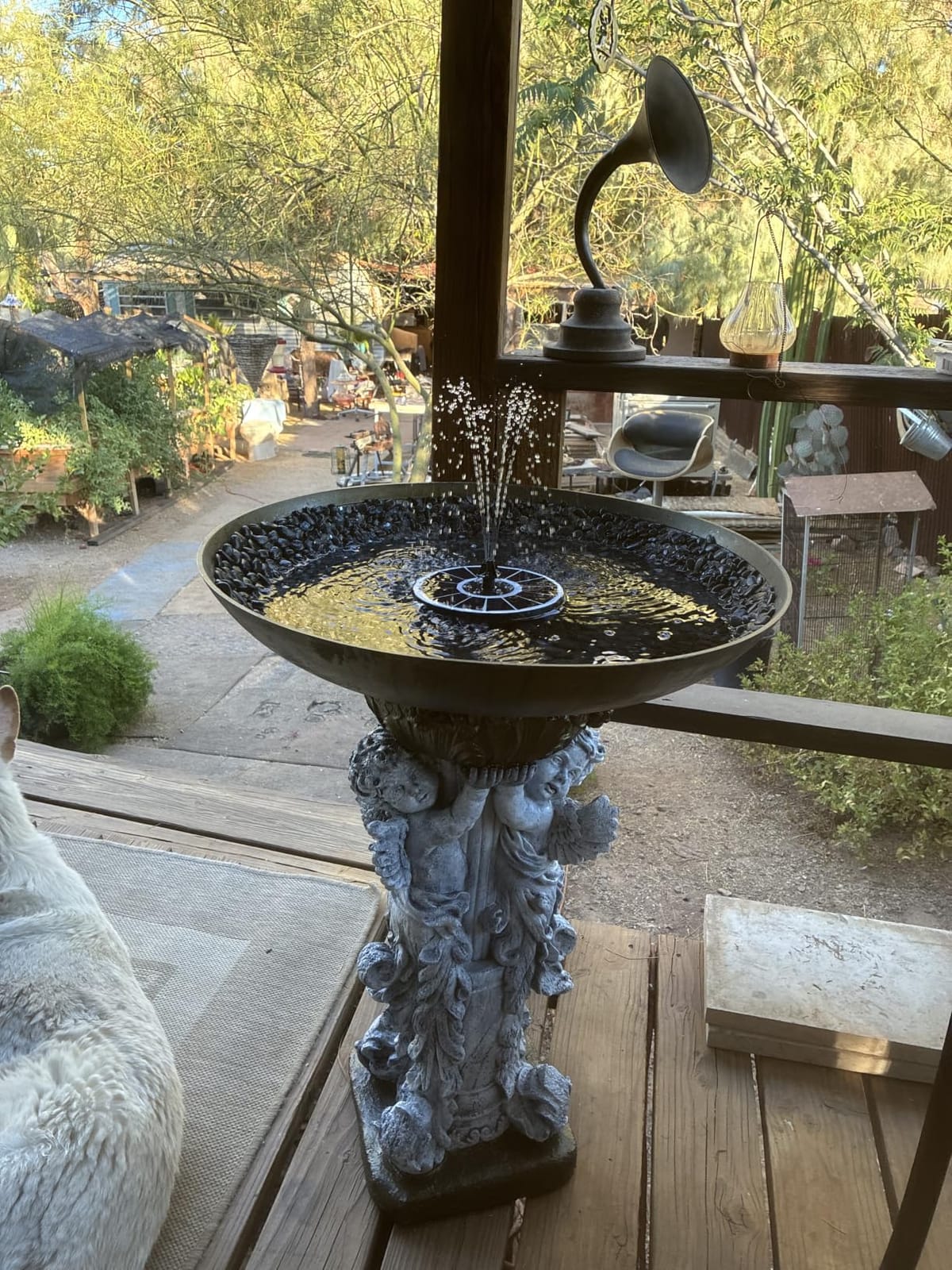 Yzert Solar Fountain Glass Panel with 2200 mah Battery, 3.5W Floating Solar Water Fountain with 4 Fixed Rods, Solar Pump for Bird Bath, Garden, Pond, Pool, Outdoor (White Panel Colorful Lights) customer photo 2