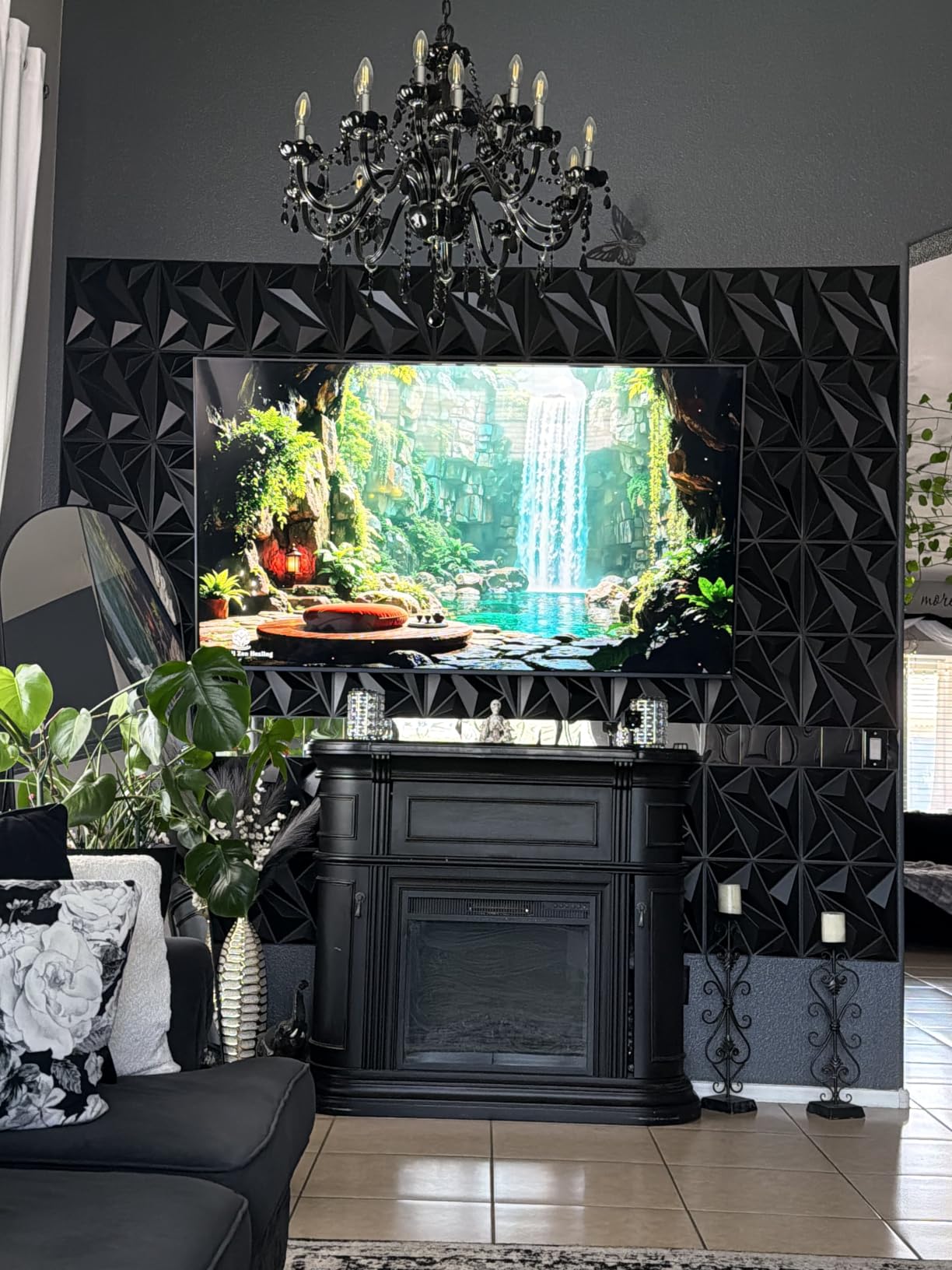 Art3dwallpanels 33 Pack 3D Wall Panels Diamond, Black, 12''x12'' customer photo 1