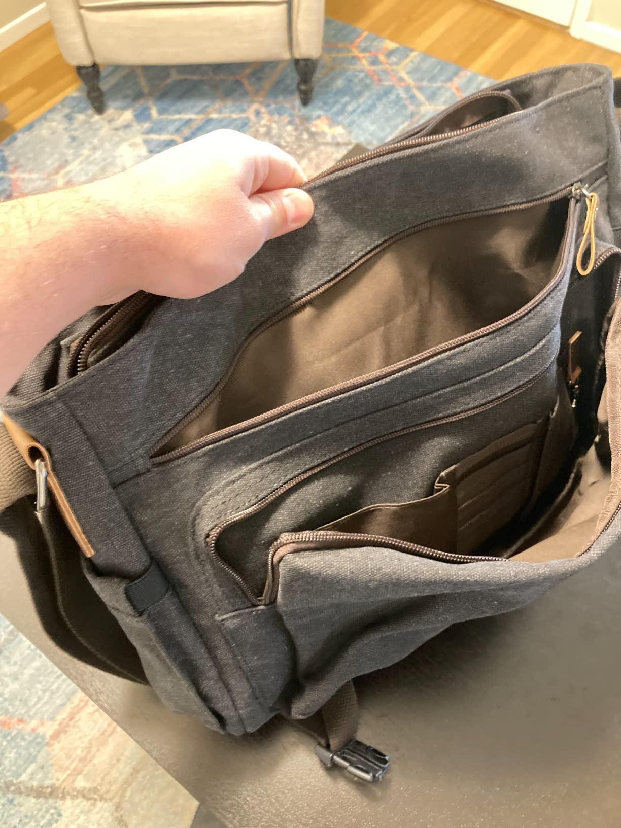 VASCHY 15.6inch Laptop Waxed Canvas Messenger Bag for Men, Work, Travel customer photo 1