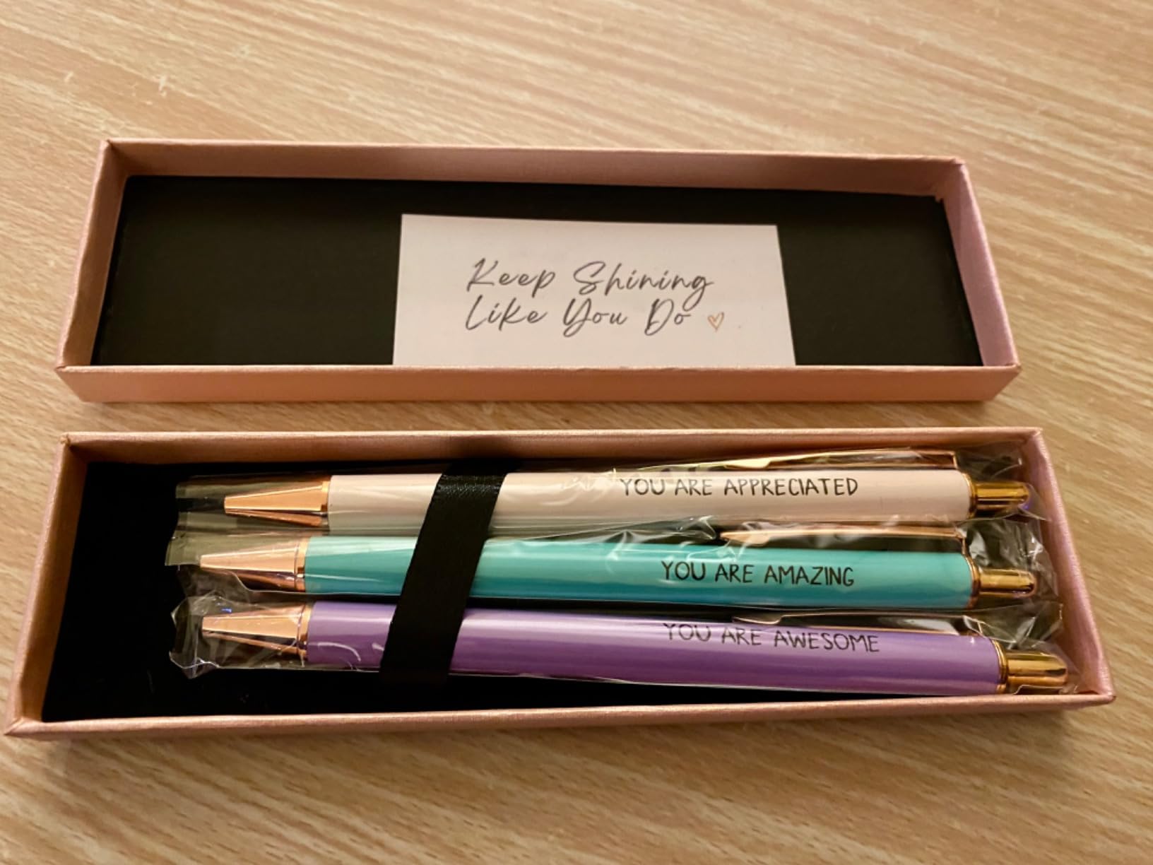 MESMOS 3pc Fancy Pen Set for Women, Inspirational Gifts, Pretty Pink Ink Pens with Sayings, Smooth Writing Office Stationary, Boss Lady Birthday & Appreciation Gift Box for Her customer photo 1