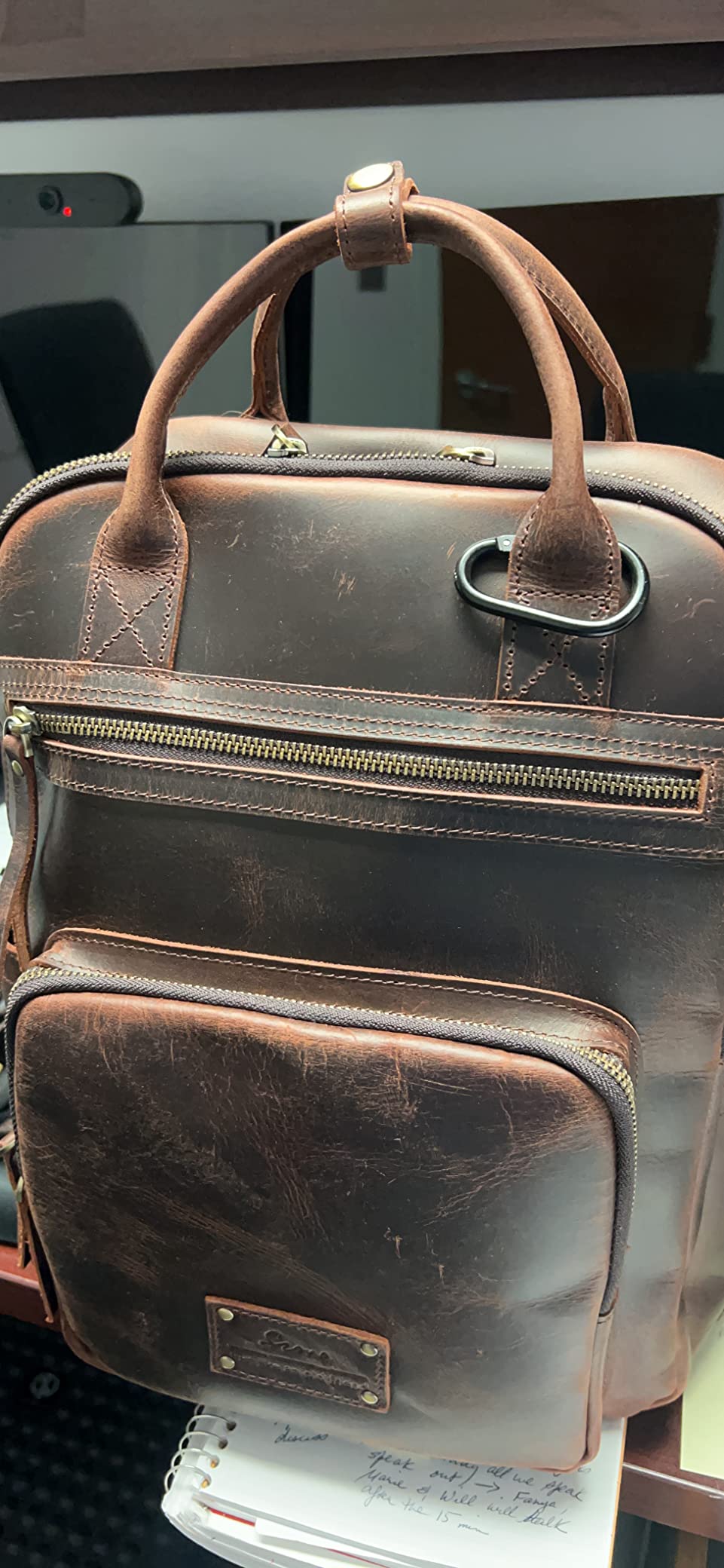 S-ZONE Vintage Genuine Leather Backpack Purse for Women Men Rucksack Travel Daypack with Luggage Sleeve customer photo 1