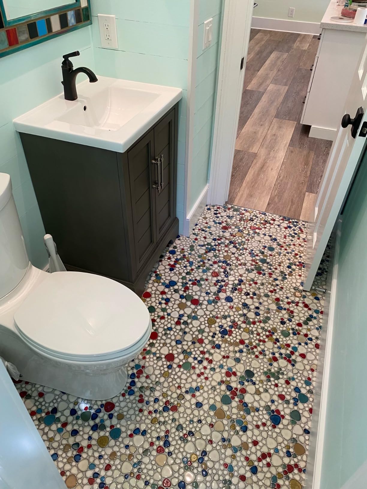 Parrotile Pebble Shower Floor Tile Bathroom Beige Wall Backsplash Mosaic Tiles (5 Sheets) customer photo 2