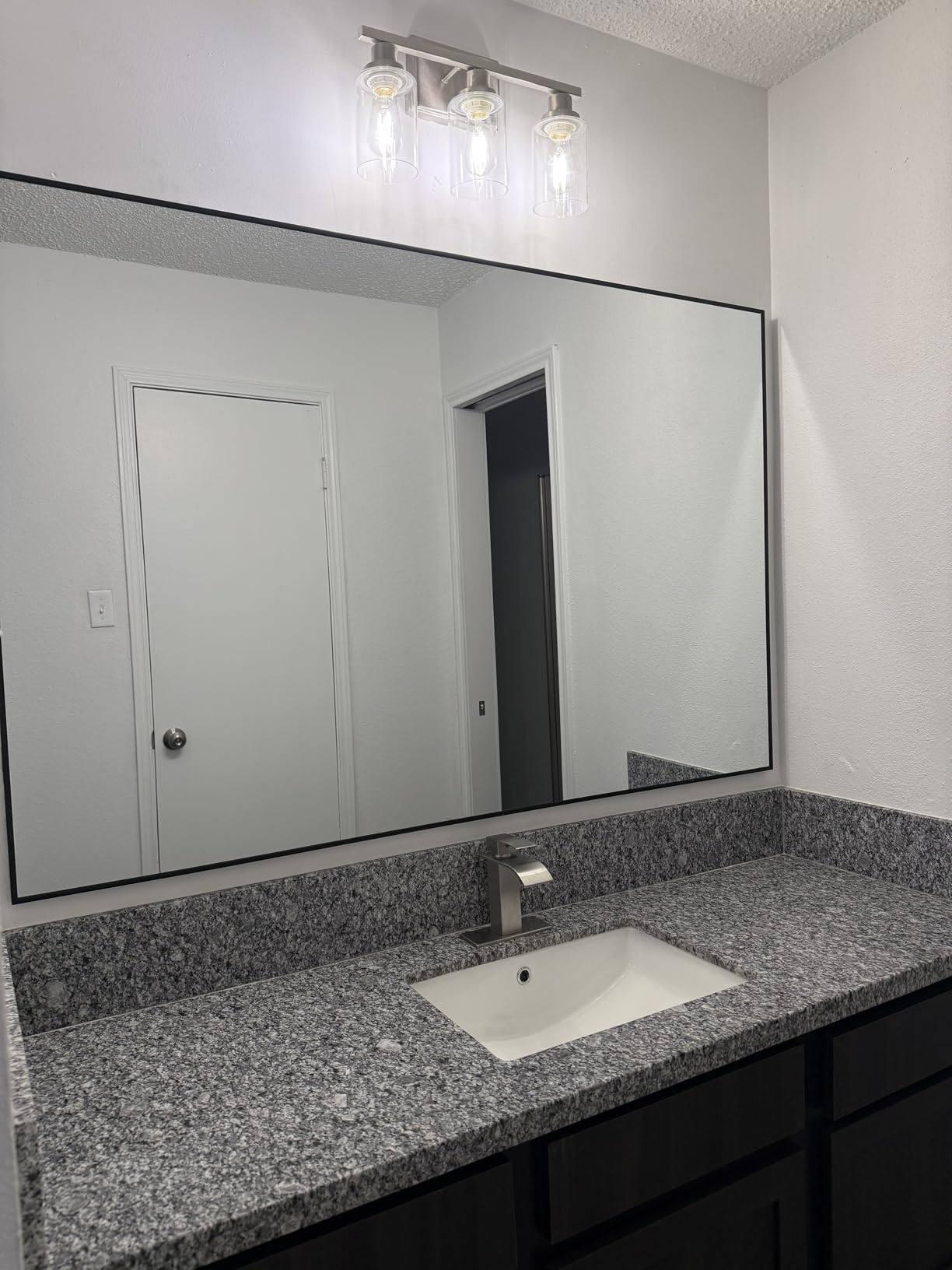 Ascher Bathroom Vanity Light Fixtures, 3 Light Wall Sconces Lighting with Clear Glass Shade, Brushed Nickel Wall Lights for Mirror, Kitchen, Living Room, Gallery, E26 Base (Bulbs Not Included) customer photo 2
