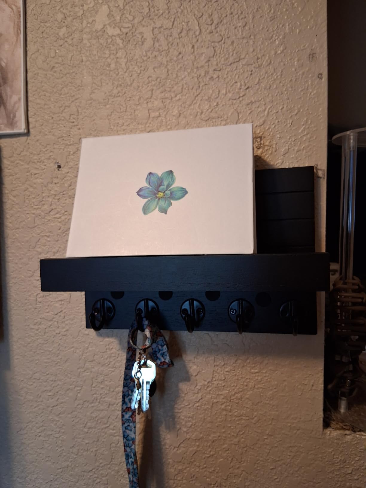 Lwenki Key Holder for Wall, Decorative Key and Mail Holder with Shelf Has Large Hooks for Bags, Coats, Umbrella – Paulownia Wood Key Hanger with Mounting Hardware (9.8”W x 6.7”H x 4.2”D) customer photo 2
