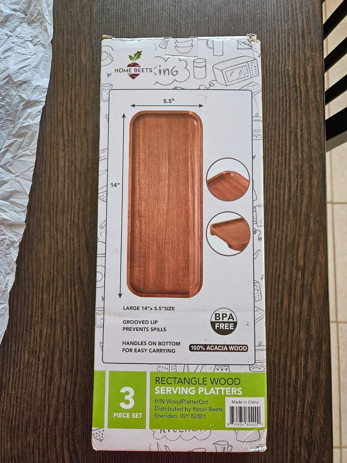 Large Solid Acacia Wood Serving Trays (17 x 6.5 inches) Rectangular Wooden Serving Platters for Home Decor, Food, Vegetables, Fruit, Charcuterie, Appetizer Serving Tray, Cheese Board (Set of 3 Plates) customer photo 2