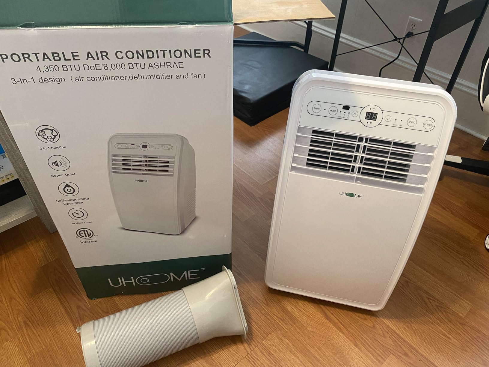 Uhome Portable Air Conditioner, 8000 BTU Compact AC Unit with Cooling, Dehumidifier, Fan, Remote Control and Window Mount Kit Included, White customer photo 1
