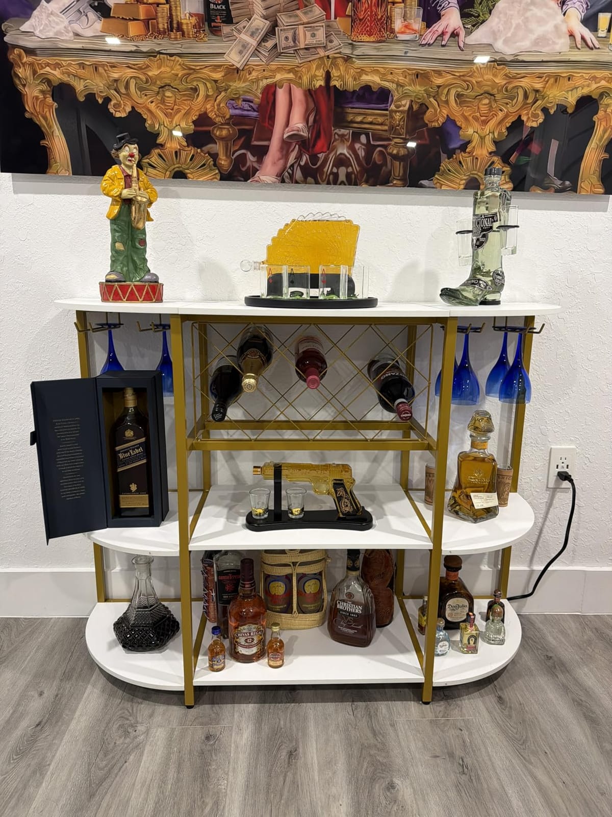 Unikito Wine Bar Cabinet with LED Lights and AC Outlets with USB-C Ports customer photo 1