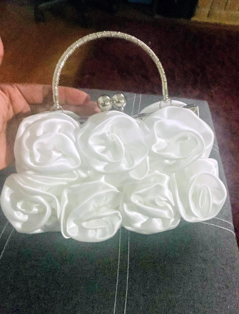 JAMBHALA Women Evening Clutch Bag Floral Satin Small Purses with Detachable Strap for Wedding, Party, Prom customer photo 2