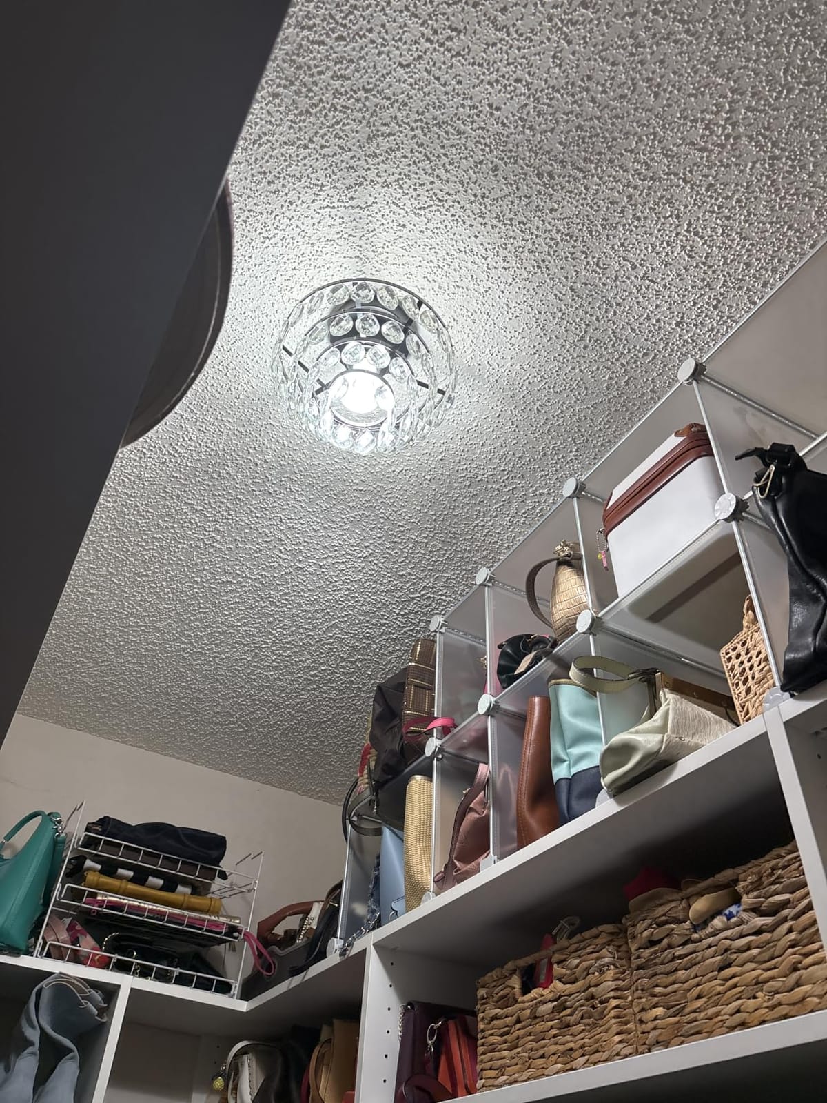 YYJLX Modern E26 Small Crystal Chandelier Semi Flush Mount Ceiling Light Fixture Gold Ceiling Lamp for Hallway Bedroom Bathroom Closet Bedroom Foyer customer photo 2
