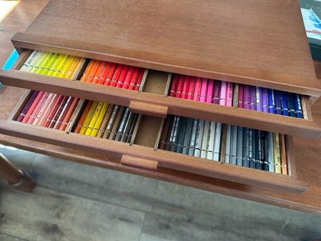 VISWIN 6-Drawer Art Supply Storage Organizer, Beech Wood Artist Storage Box with Removable Dividers, Portable Art Box for Paints, Brushes, Pencils, Pens, Pastels - Walnut customer photo 1