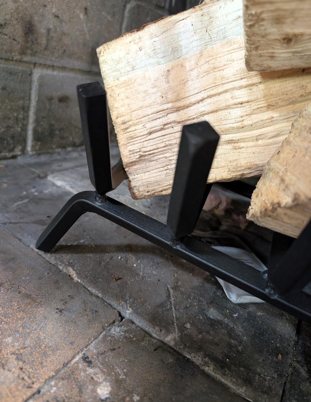 Mr IRONSTONE Fireplace Grate 24 inch Solid Steel Heavy Duty Firewood Log Burning Rack Fire Grates for Outdoor Kindling Tools Pit Indoor Fireplace Log Holder Wrought Iron Wood Stove customer photo 2