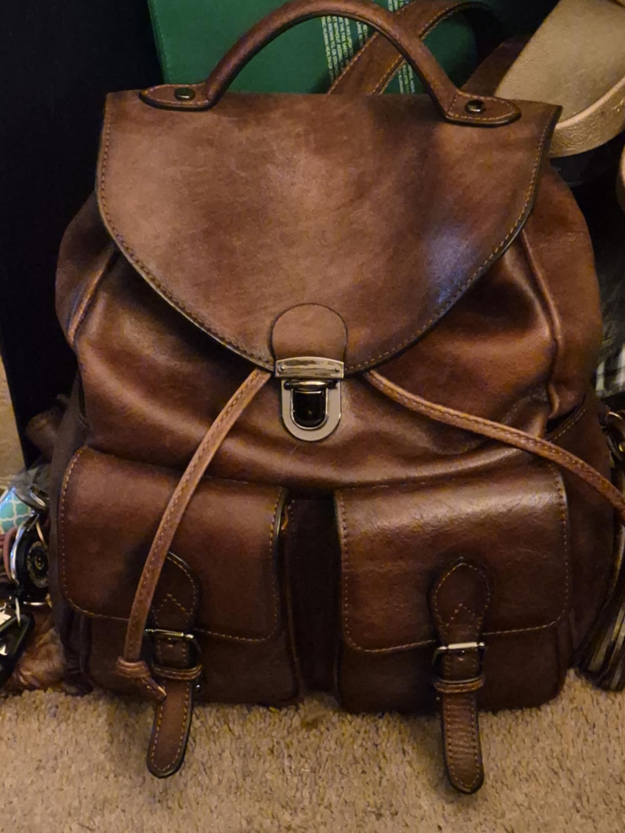 COOLCY Women Vintage Genuine Leather Backpack Purse Fashion Rucksack Practical and Stylish Retro Daypack Bag (Brown) customer photo 1