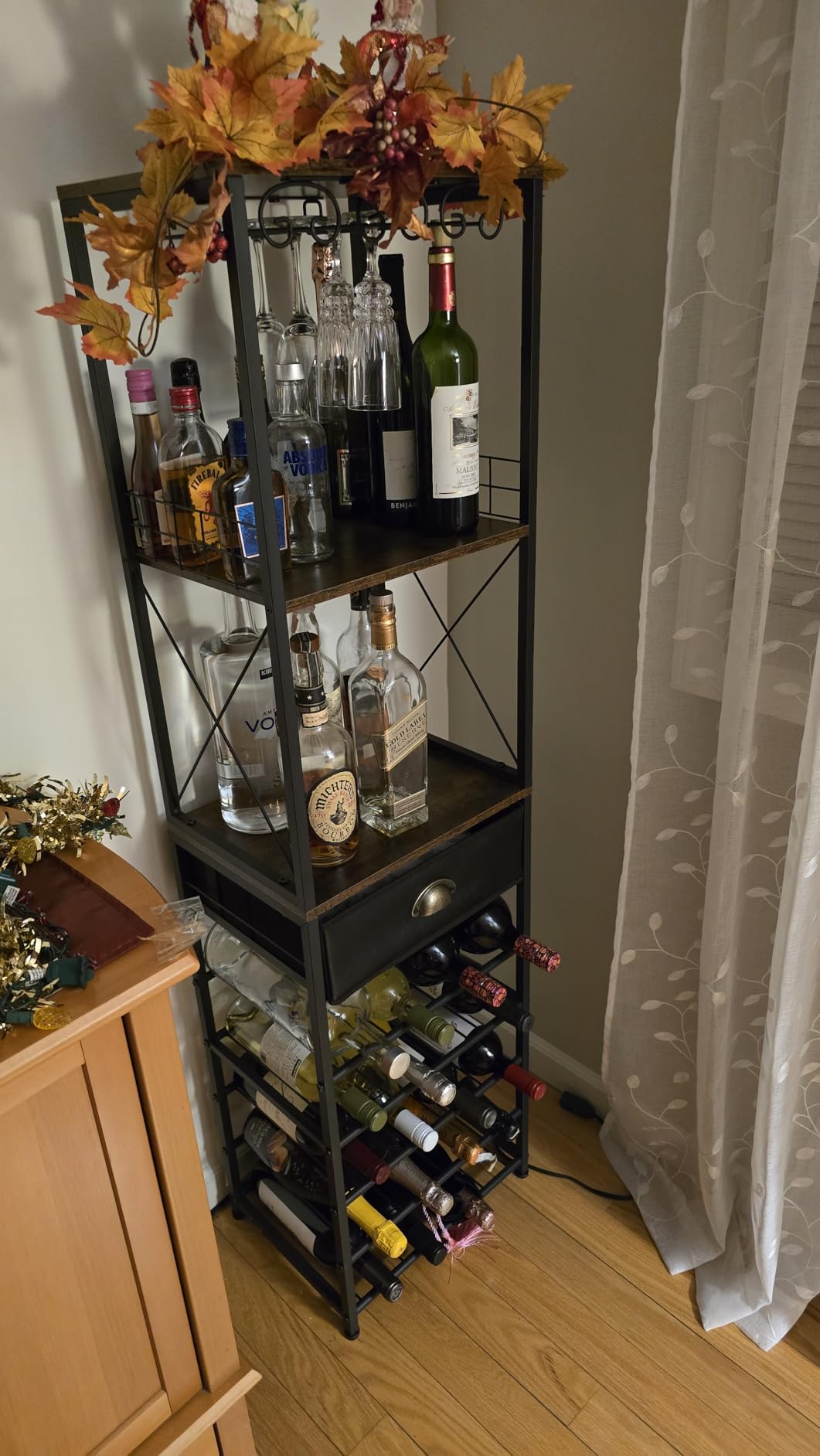 Homeiju Wine Rack Freestanding Floor, Bar Cabinet for Liquor and Glasses customer photo 1