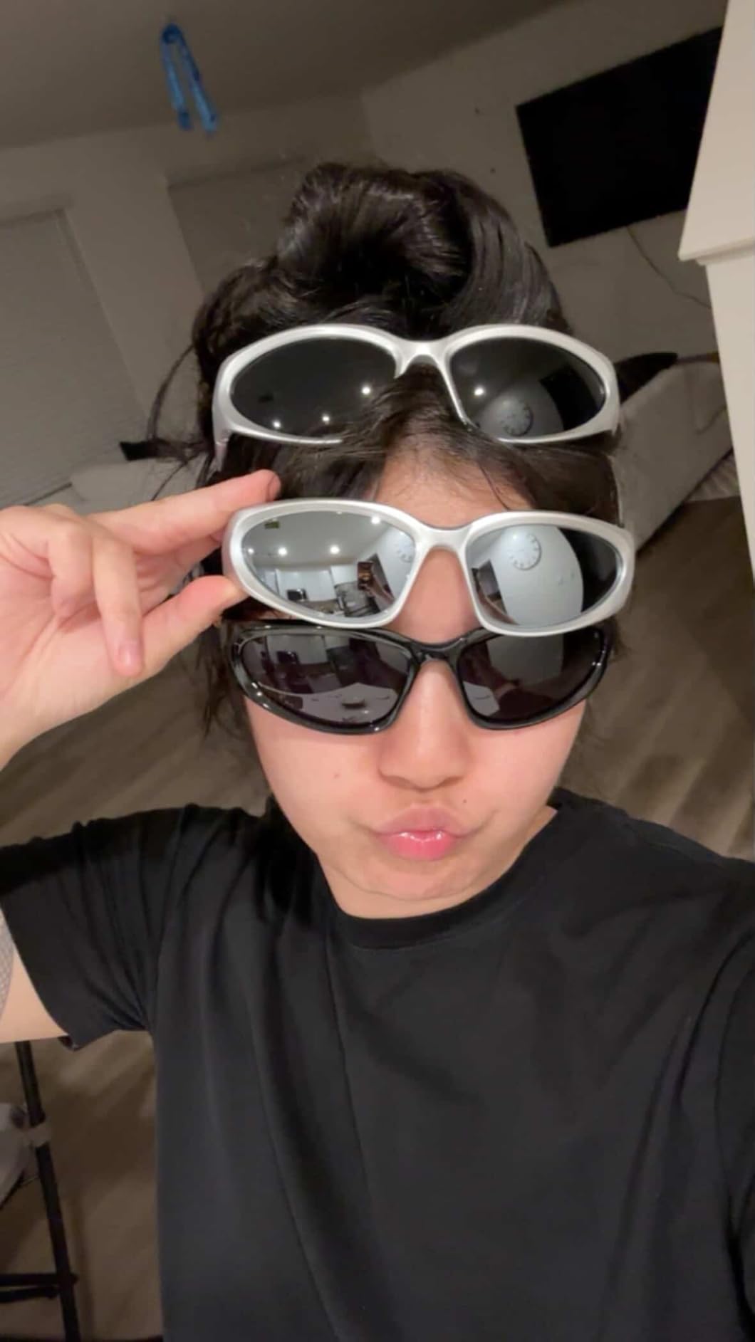 JASPIN Y2K Wrap Around Sunglasses for Women Men Sliver Oval Fashion Trendy Sport Shades UV Protection Eyeglasses customer photo 2