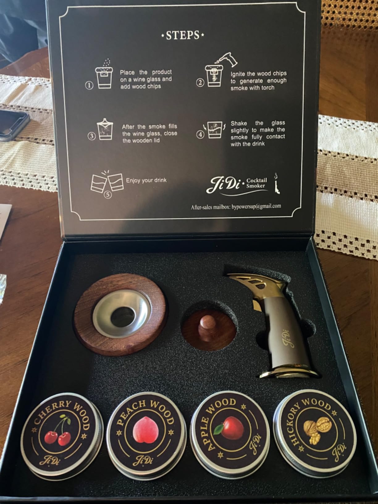 JIDI Whiskey Smoker Kit with Torch & Wood Chips, Old Fashioned Cocktail Smoker Kit, Bourbon Cocktail Smoker Kit, Ideal Gift for Men, Dad & Whiskey Lovers (No Butane) customer photo 2