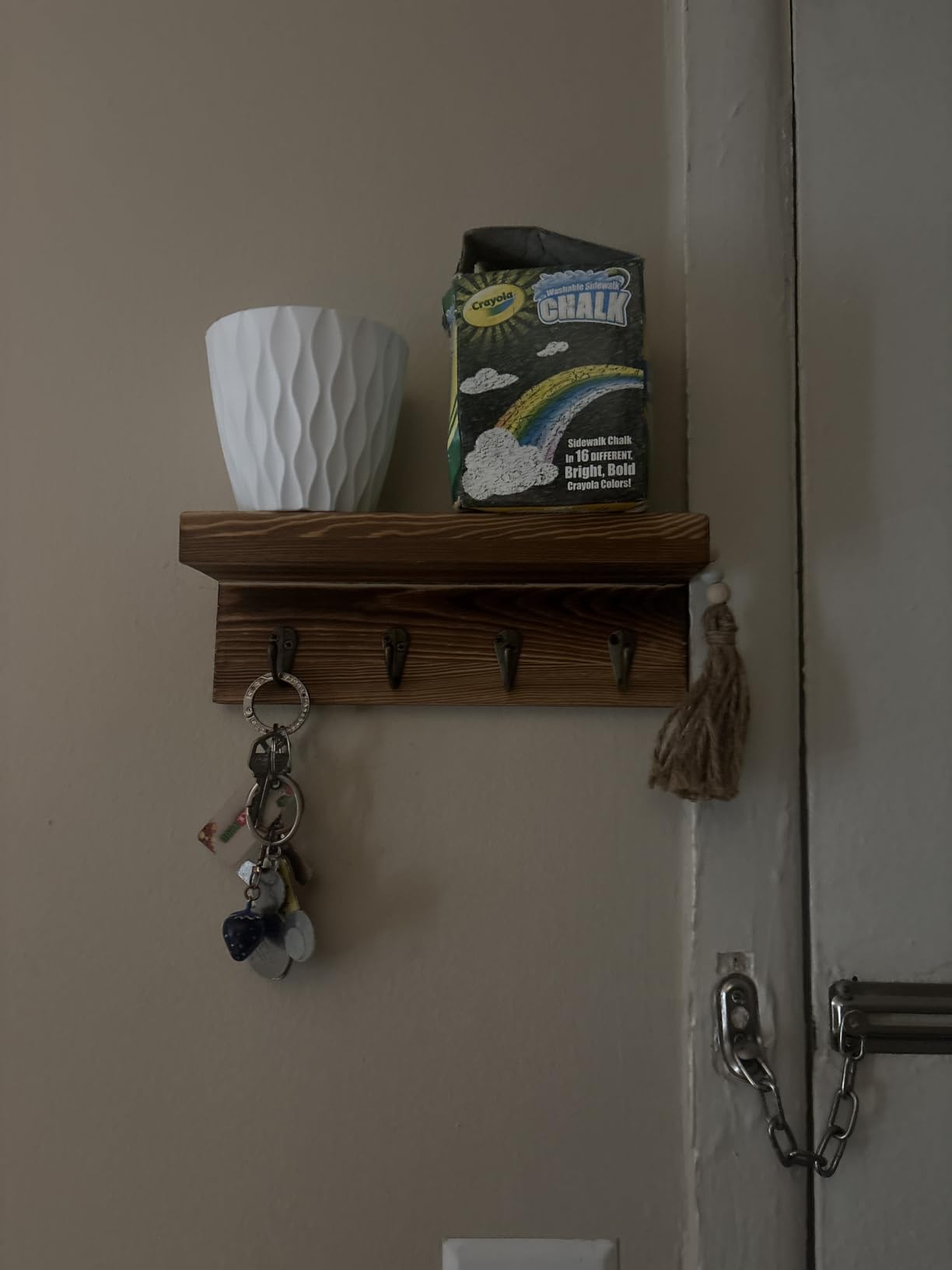 Key Holder Wall Mount, Farmhouse Wall Shelf with 4 Hooks for Entryway customer photo 1