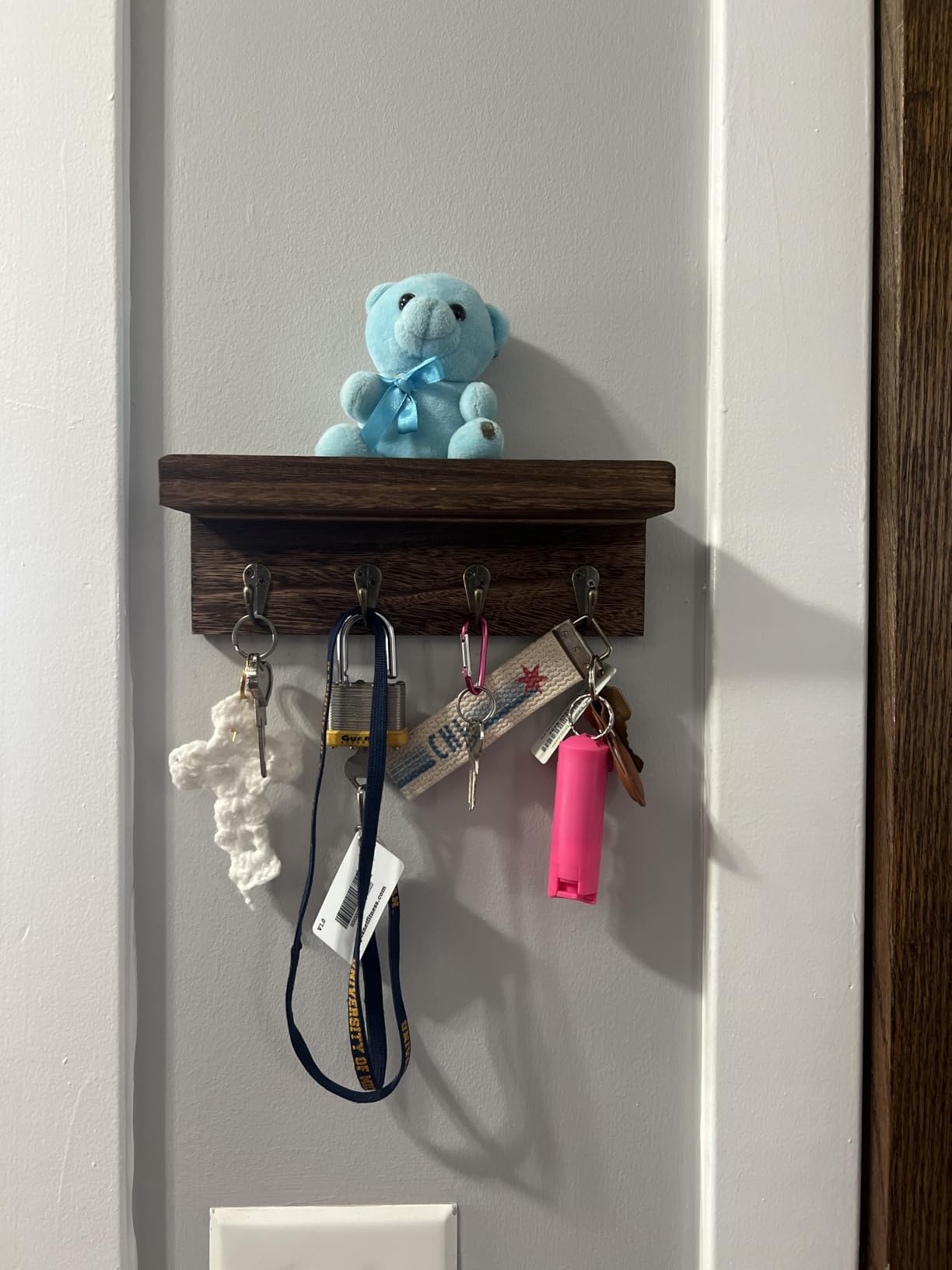 Key Holder Wall Mount, Farmhouse Wall Shelf with 4 Hooks for Entryway customer photo 2