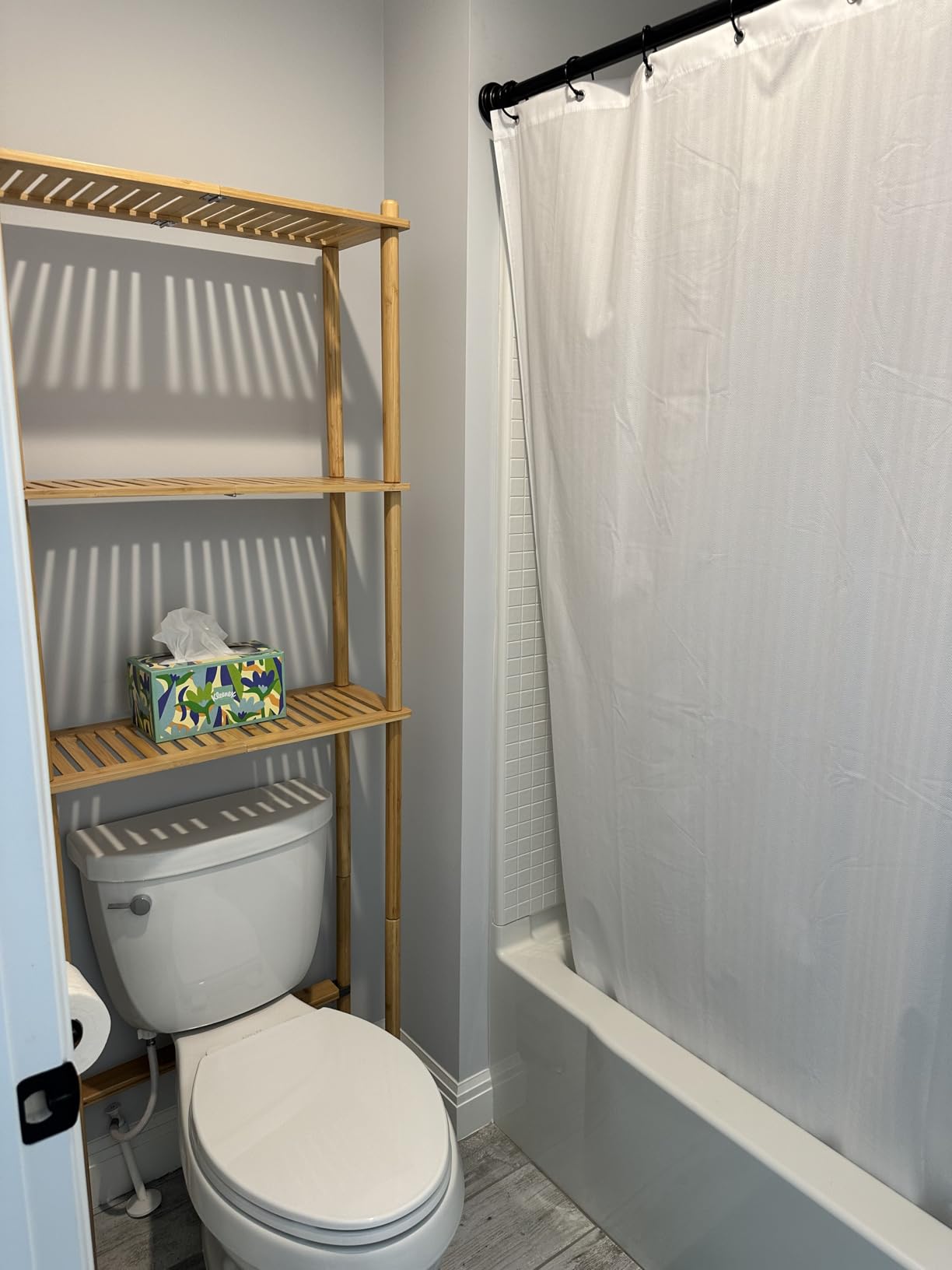 AmazerBath Bamboo Over The Toilet Storage Shelf, 3-Tier Bathroom Over Toilet Organizer Rack, Freestanding Above Toilet Shelf for Bathroom, Laundry, Space Saver, Natural Color customer photo 1