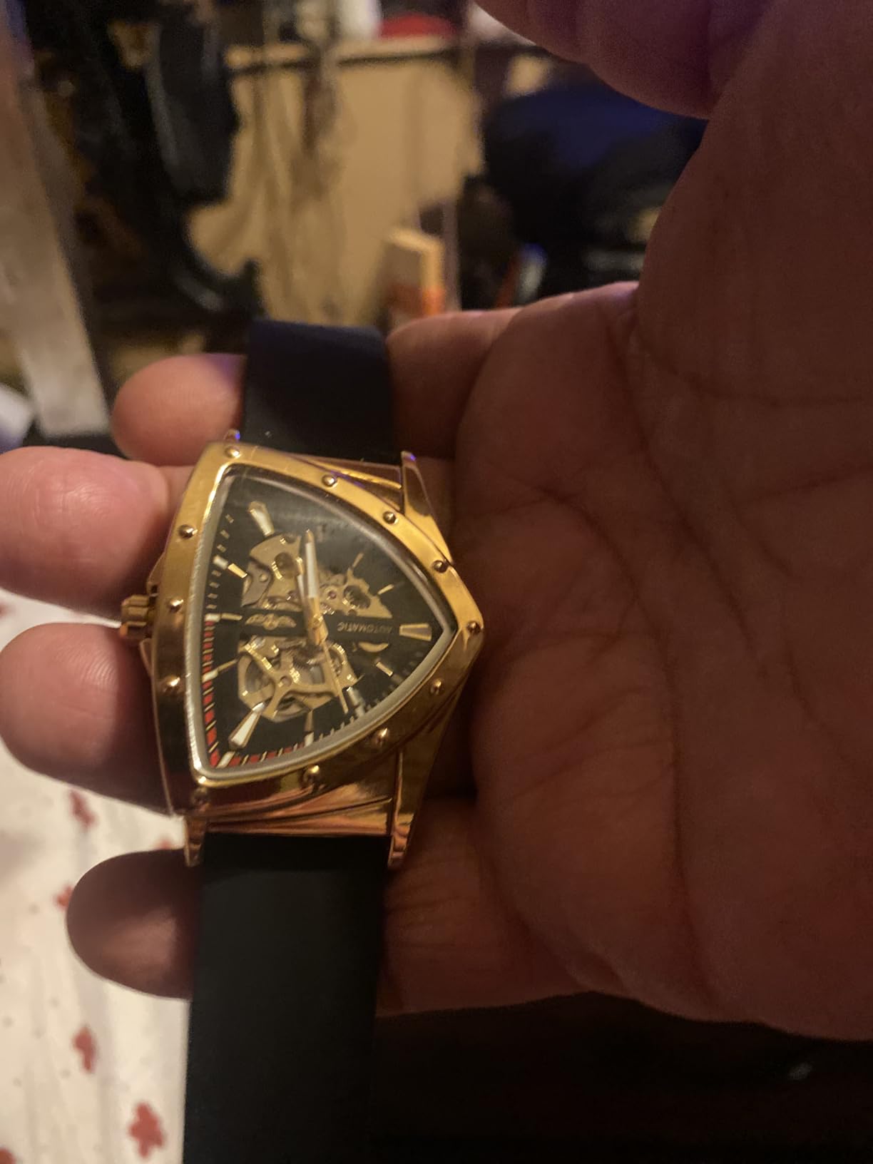 FORSINING Skeleton Watches for Men, Automatic Mechanical Watch with Triangle Dial, Luminous Self Winding Watches Stainless Steel Bracelet or Soft Silicone Strap customer photo 1