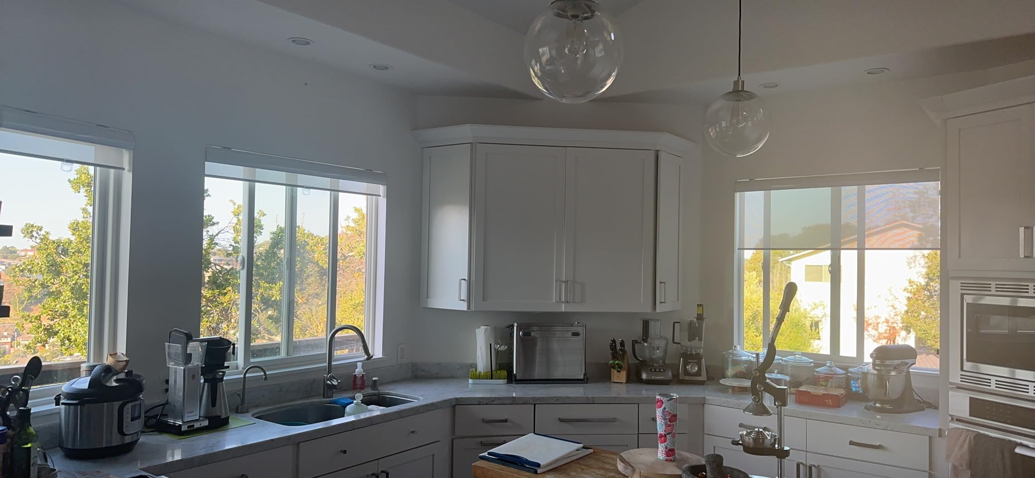 Persilux Custom Size Cordless Light Filtering Roller Shades for Windows Solar Blinds 5% Openness UV Protection Fire Retardant View Through Semi Sheer Roller Blinds for Windows Shades for Home, White customer photo 2