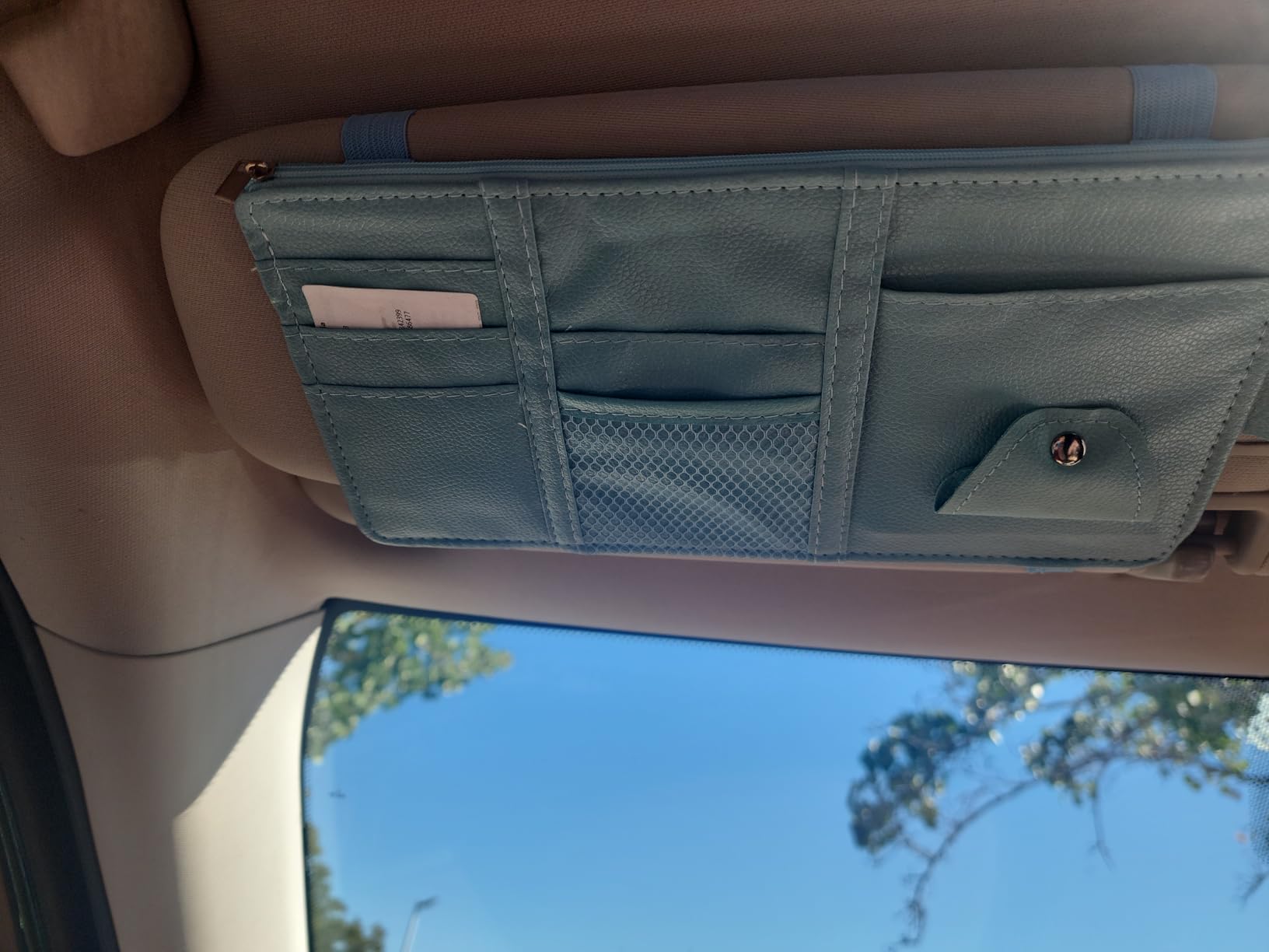 Keedolla Car Sun Visor Organizer, Truck Visor Organizer Car Sun Storage Pocket Pouch Case Bag for Sunglasses, Cards, Pens and Document - Pink customer photo 1
