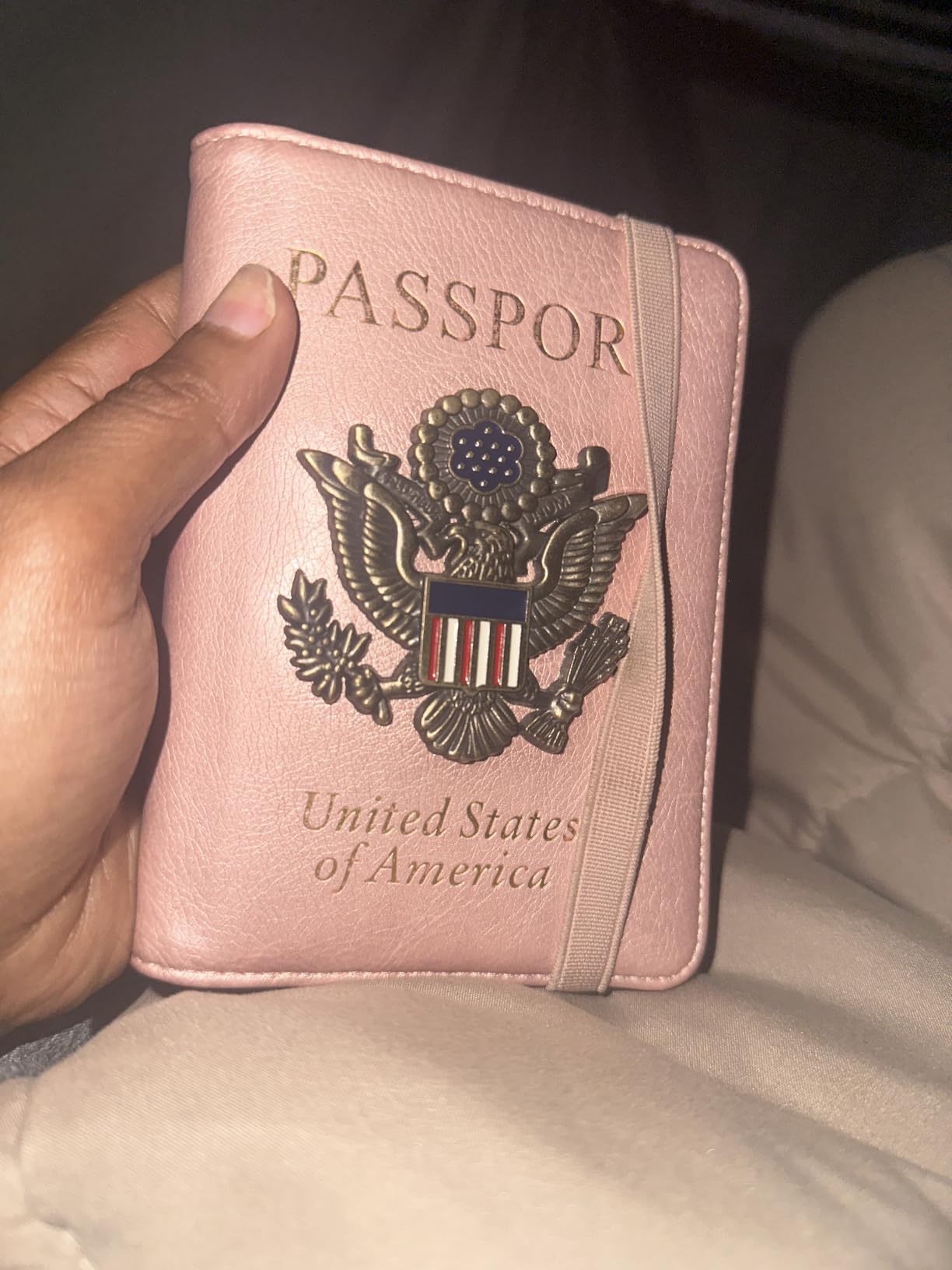 TOURSUIT RFID Blocking Passport Holder, Leather Travel Wallet, Dark Blue customer photo 1