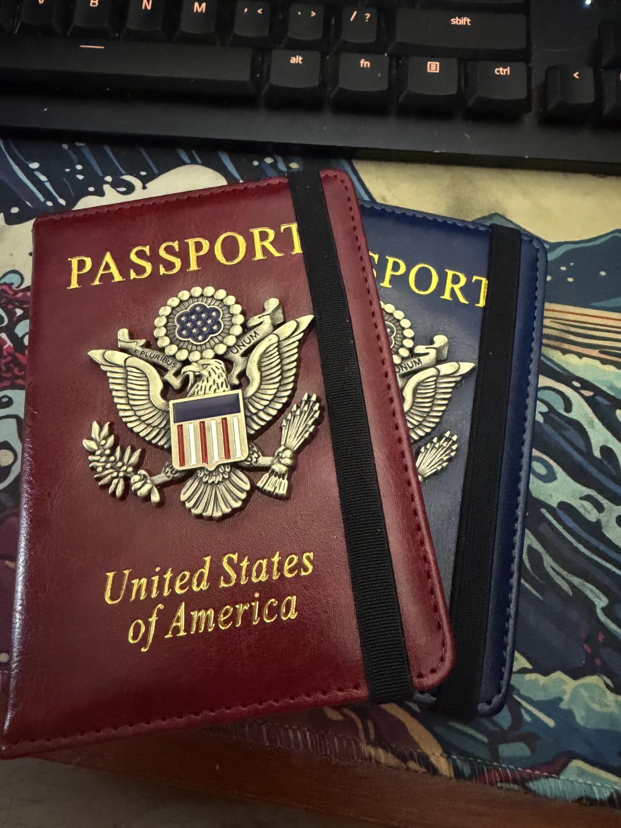 TOURSUIT RFID Blocking Passport Holder, Leather Travel Wallet, Dark Blue customer photo 2