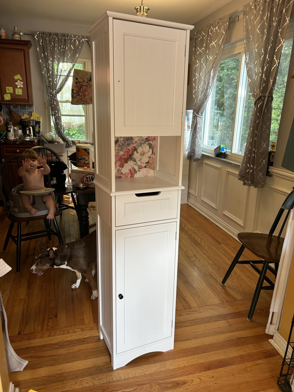 Gizoon 67” H Tall Bathroom Storage Cabinet, Narrow Storage Cabinet, White customer photo 2