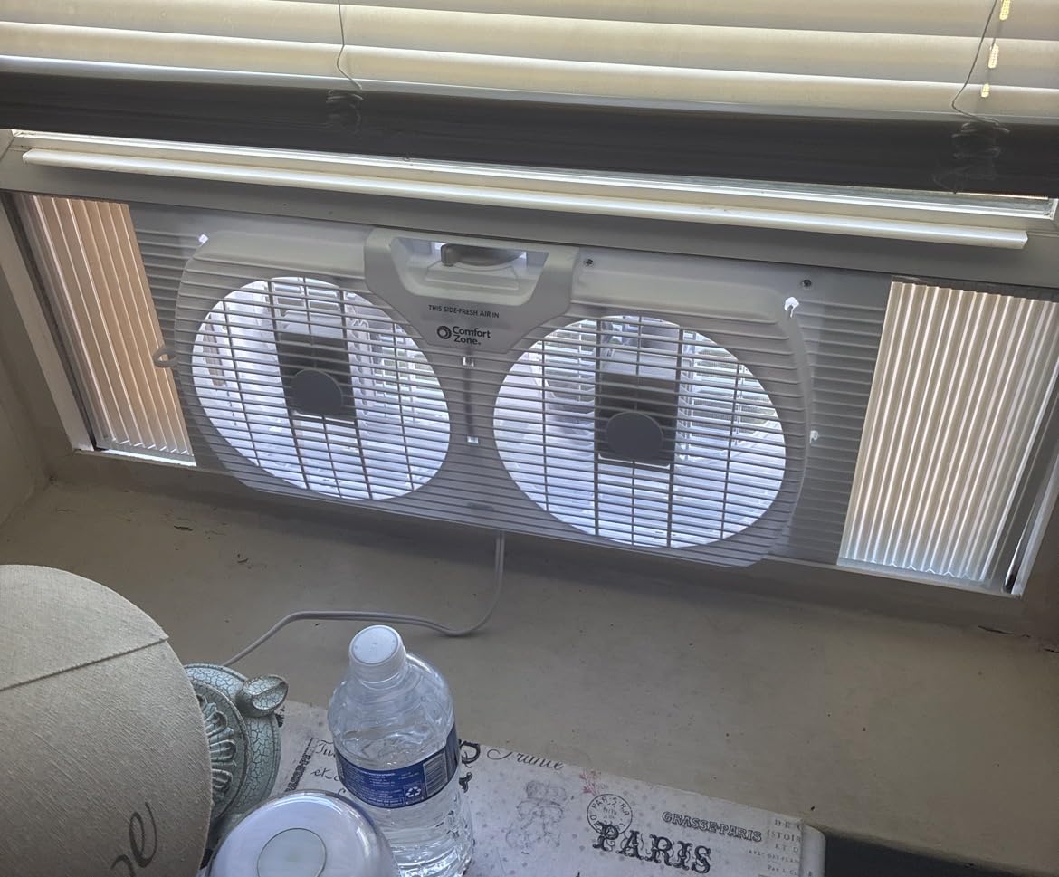 Comfort Zone Reversible Twin Window Fan with 3-Speeds & Expandable Width | Draw Cool Air In or Manually Reverse to Pull Warm Stale Air Out, Removeable Bug Screen, ETL Certified for Home and Kitchen customer photo 2