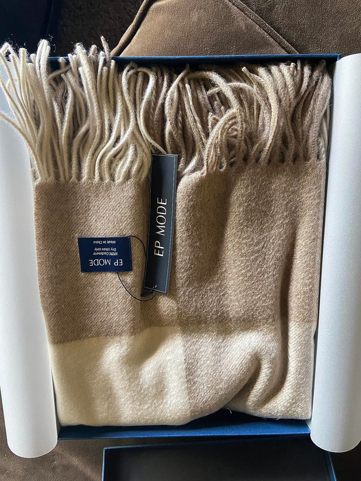 EP Mode 100% Pure Cashmere Throw Blanket for Sofa, Grey Tartan customer photo 2