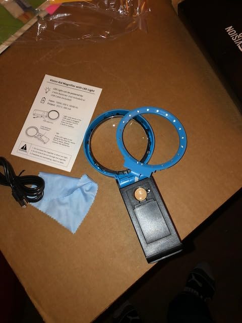 VisionAid 30X 10X Hands-Free Magnifying Glass with Stand, LED Lights, Loupe Handheld Illuminated Magnifier for Low Vision Seniors Reading customer photo 1