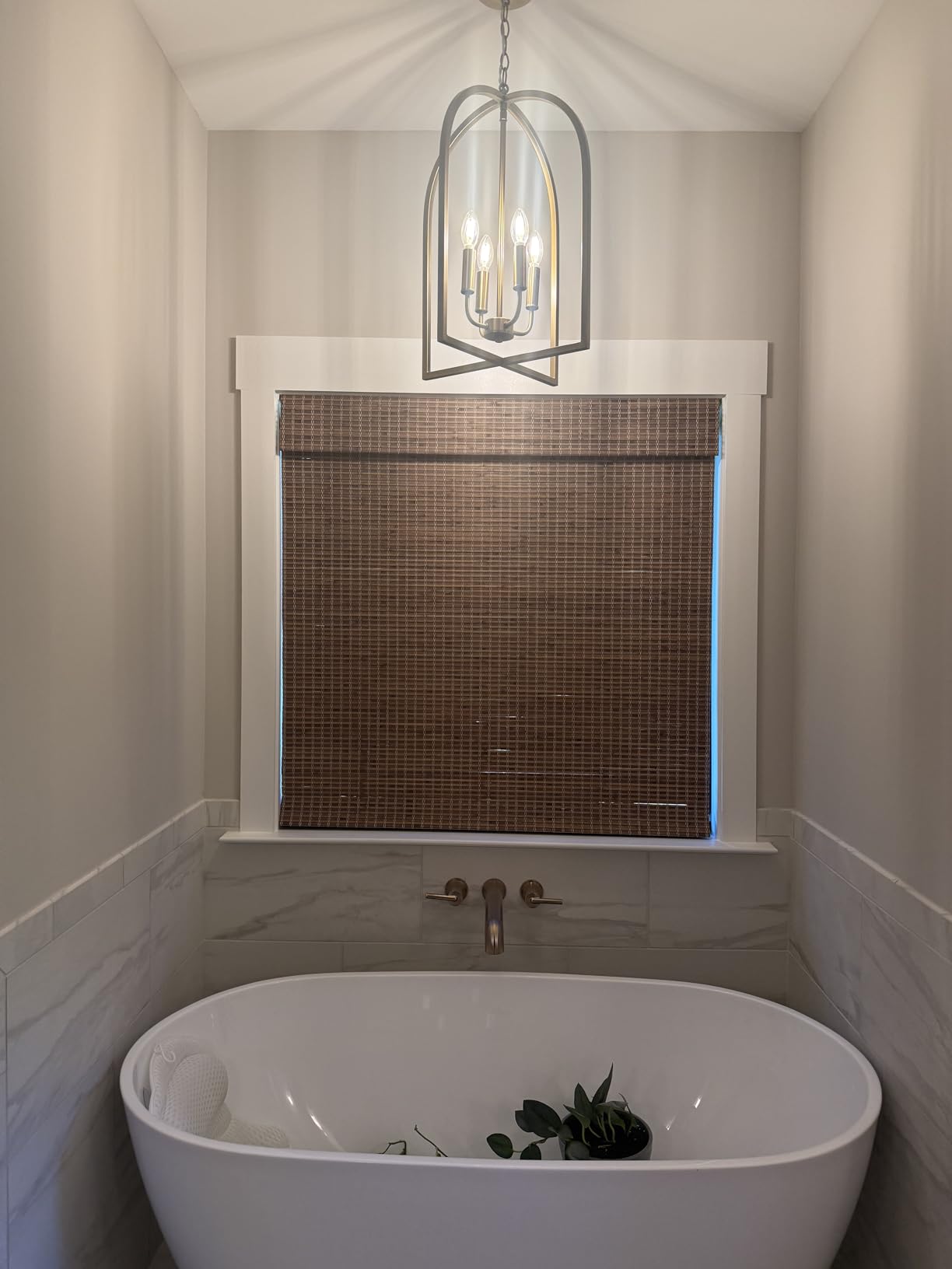 MOOD Custom Bamboo Shades | Rustic | Top Down Bottom Up Cordless | Bamboo Roman Shades for Windows and Doors (Natural Woven) | Rustic Walnut (Great Privacy) | Custom Size customer photo 1