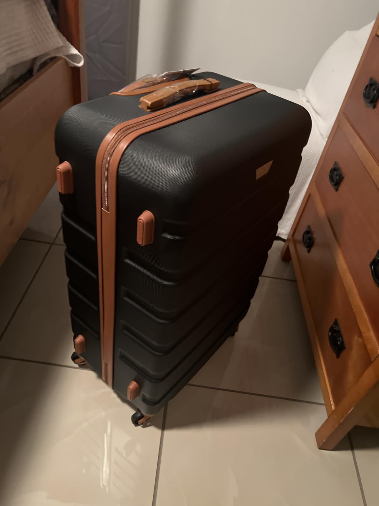 Coolife Luggage Set, Lightweight Durable Hardshell, 3 piece, Apricot Navy customer photo 1