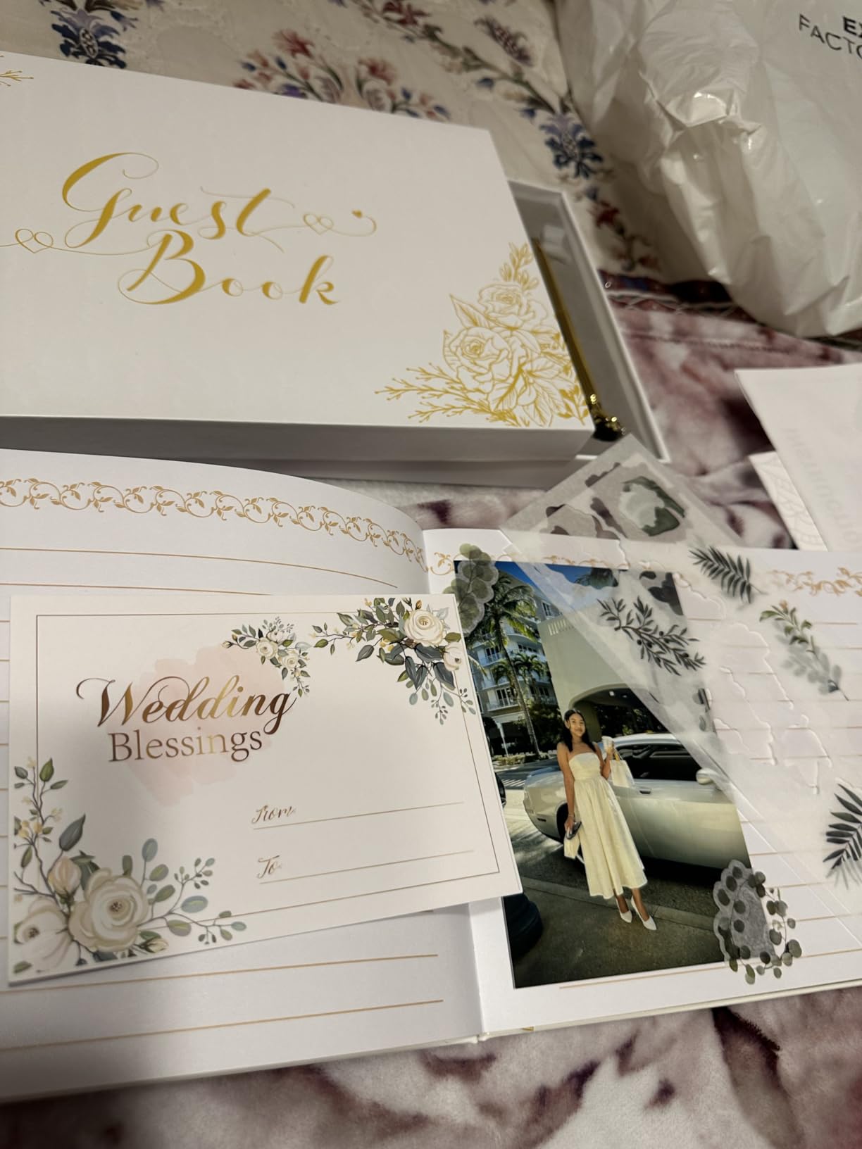 Wedding Guest Book, Guest Book Wedding Reception with Pens, 9x7'' customer photo 1