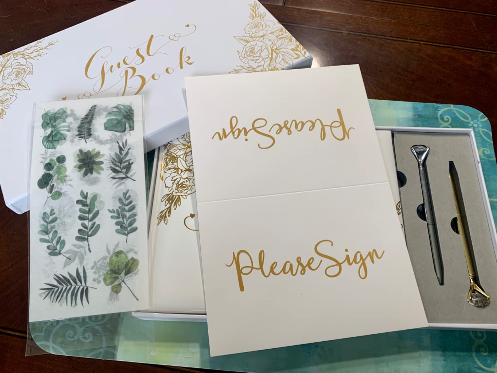 Wedding Guest Book, Guest Book Wedding Reception with Pens, 9x7'' customer photo 2