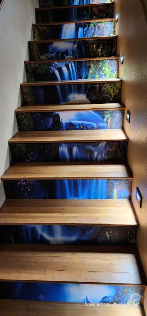artfanke 3D Waterfall Natural Landscape Stair Stickers Peel and Stick -Self-Adhesive Stair Riser Stickers- Stair Riser Decals for Home Office Decor 39.37