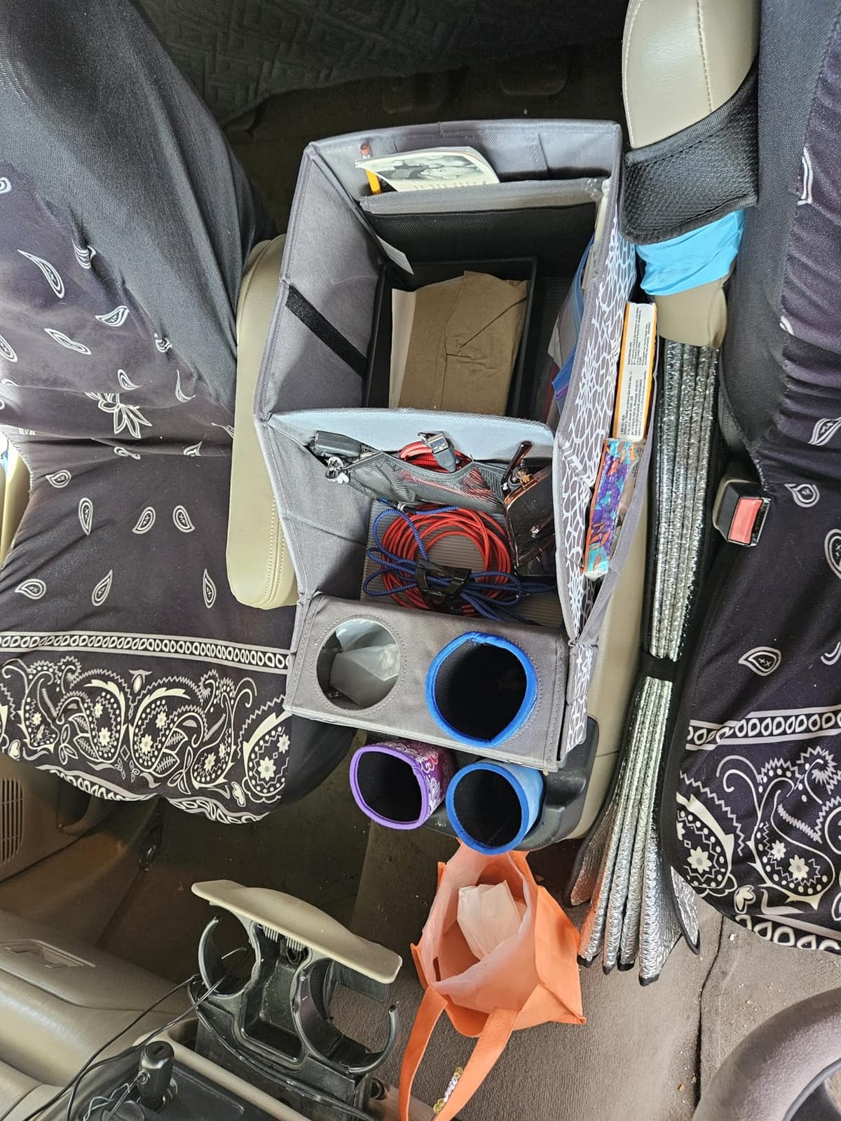 MULISOFT Car Backseat Organizer with 11 Compartments & 2 Cup Holders, Black customer photo 2