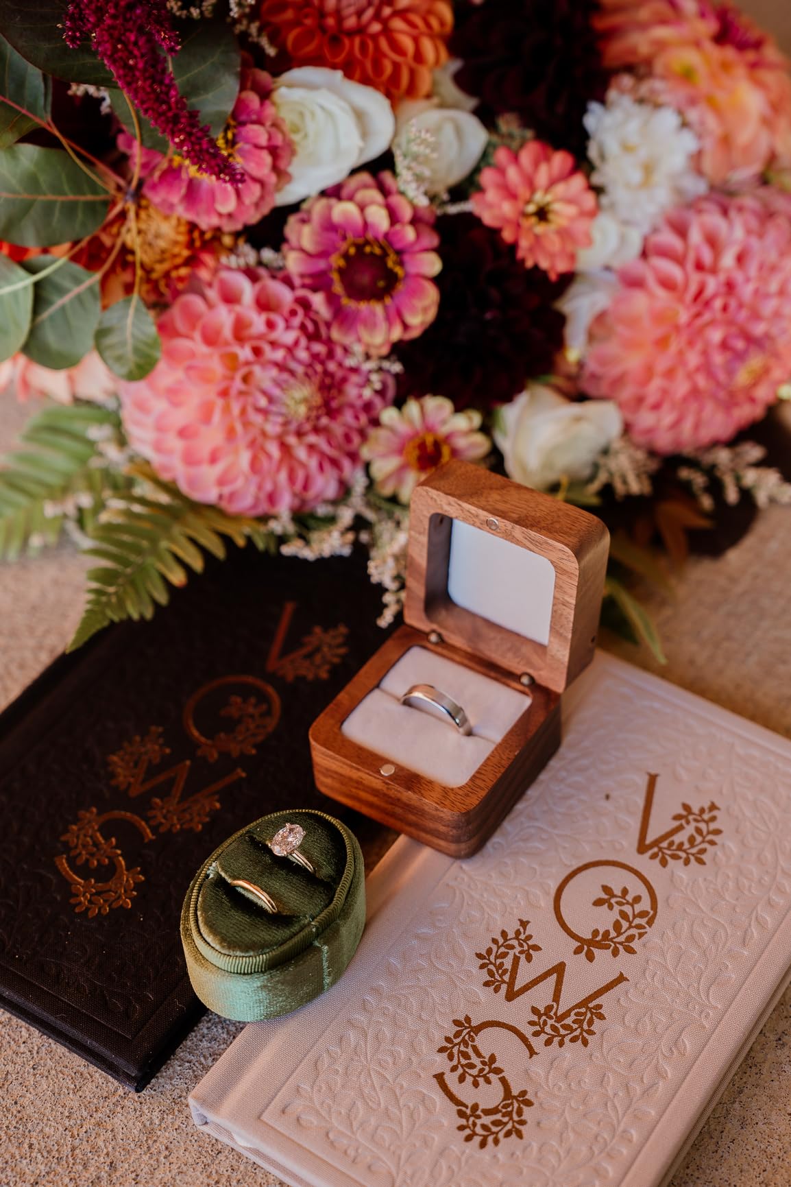 Personalized Wooden Ring Box, Mini Engagement Ring Holder Box with Single Slot, Square Wedding Rings Box for Rings, Elegant and Retro RingHolder Box for Wedding, Ceremony (black) customer photo 1