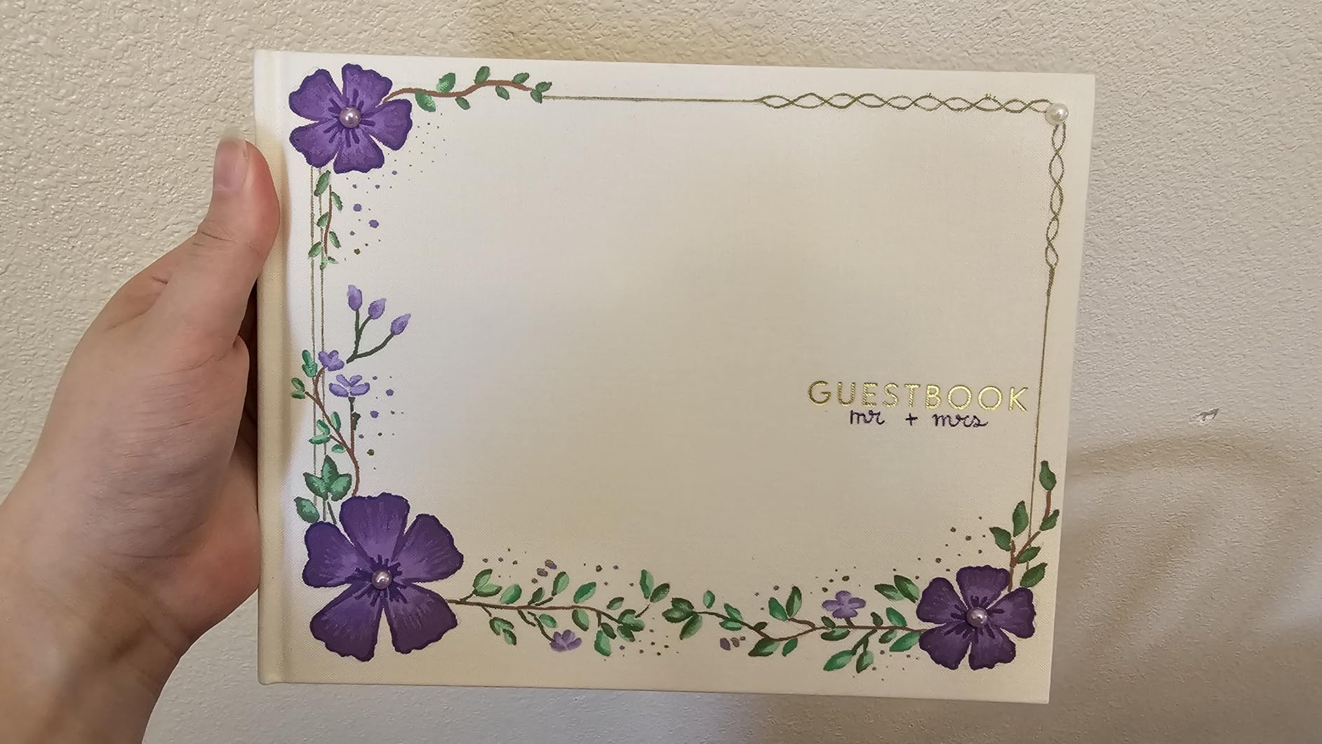 Beautiful Linen Wedding Guest Book - Elegant Guestbook for Your Reception customer photo 1